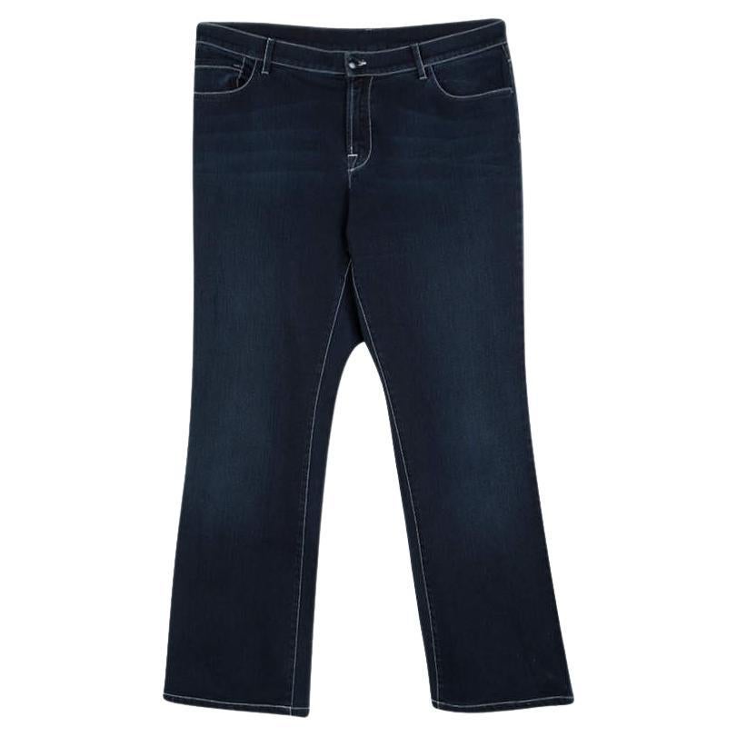 Armani Collezioni Indigo Dark Wash Verblasste Denim-Jeans aus Denim L