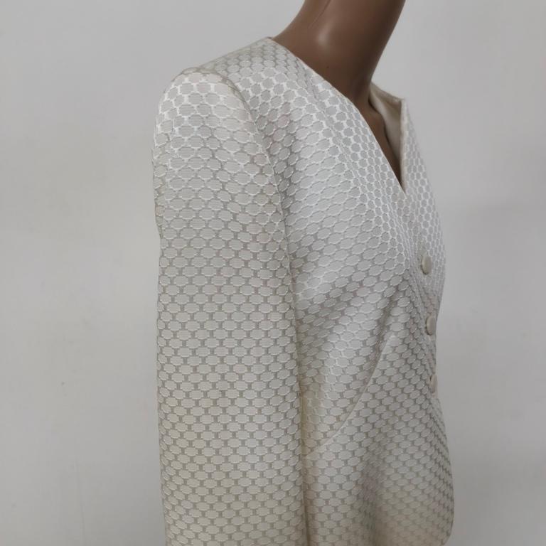 Donna Armani Collezioni Ivory Viscose-Blend Brocade Skirt Suit – IT 44 (US 10) in vendita