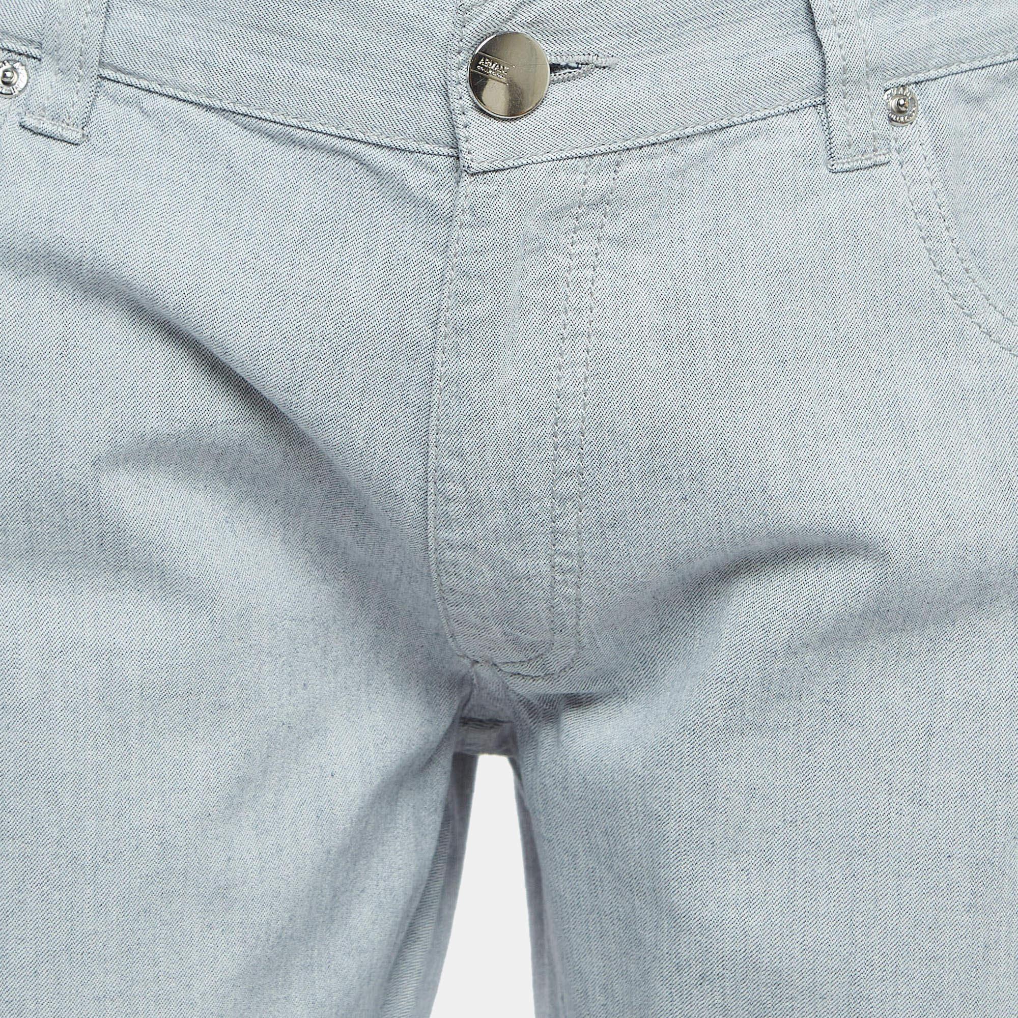 Grigio Armani Collezioni Jeans Slim Fit Denim Blu Chiaro Vita 33'' M in vendita
