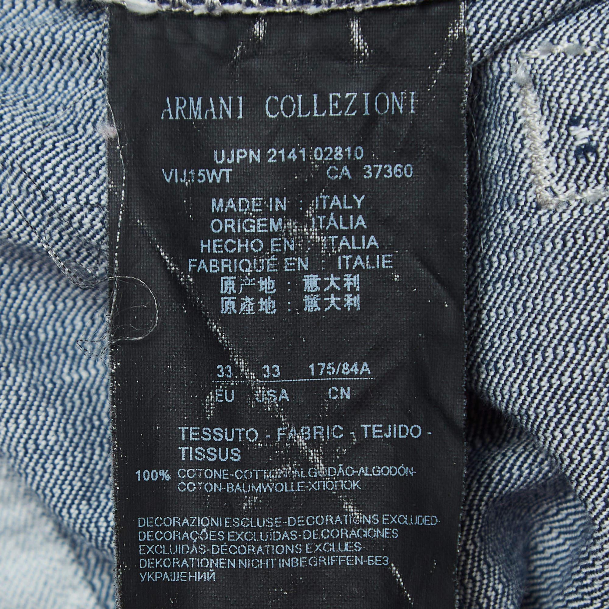 Uomo Armani Collezioni Jeans Slim Fit Denim Blu Chiaro Vita 33'' M in vendita