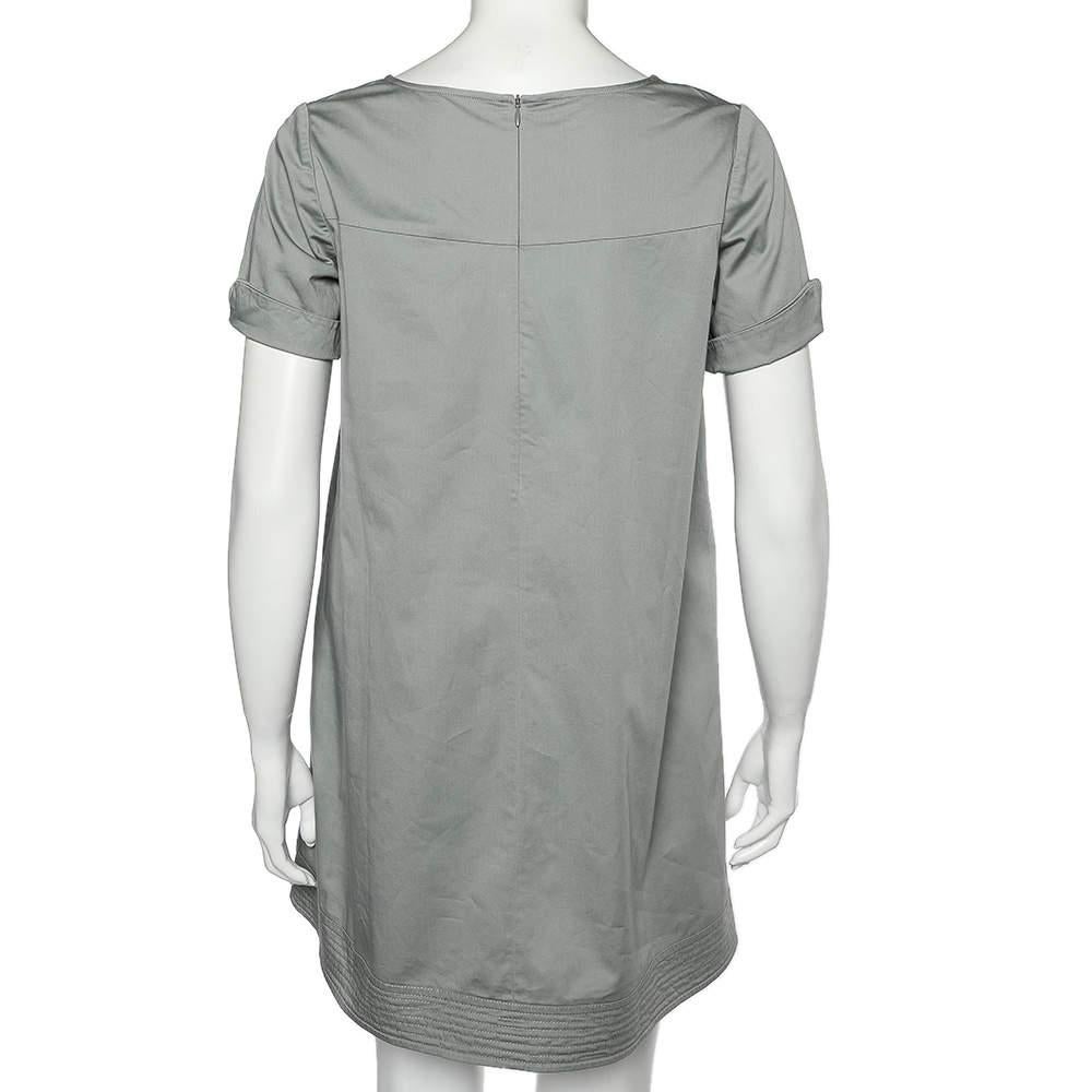 Gray Armani Collezioni Light Green Cotton Shift Dress S