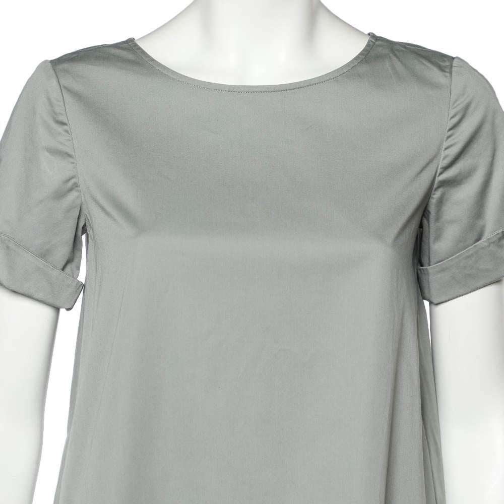 Armani Collezioni Light Green Cotton Shift Dress S In Good Condition In Dubai, Al Qouz 2