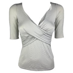ARMANI COLLEZIONI – Light Grey Half-Sleeves Top with V-neckline  Size 2US 34EU