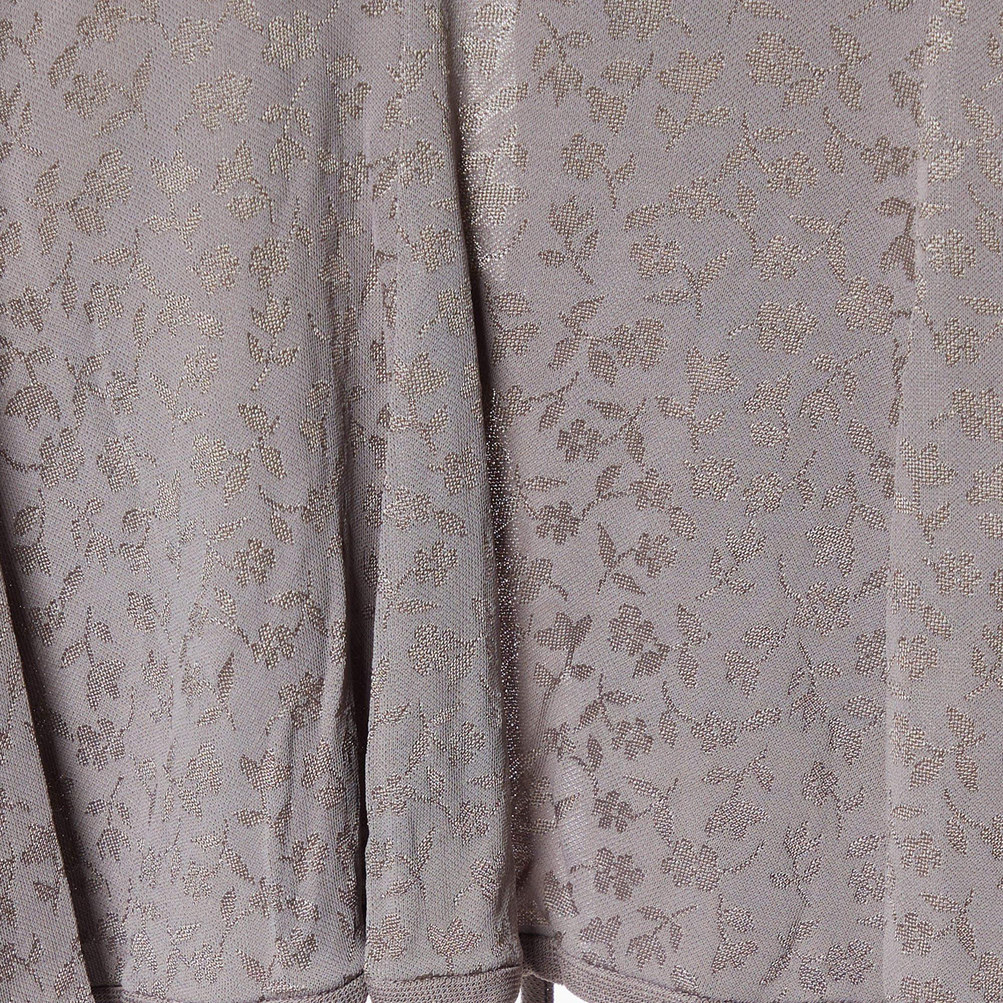 Gray Armani Collezioni Light Lavender Floral Jacquard Knit Tie Front Shrug L For Sale