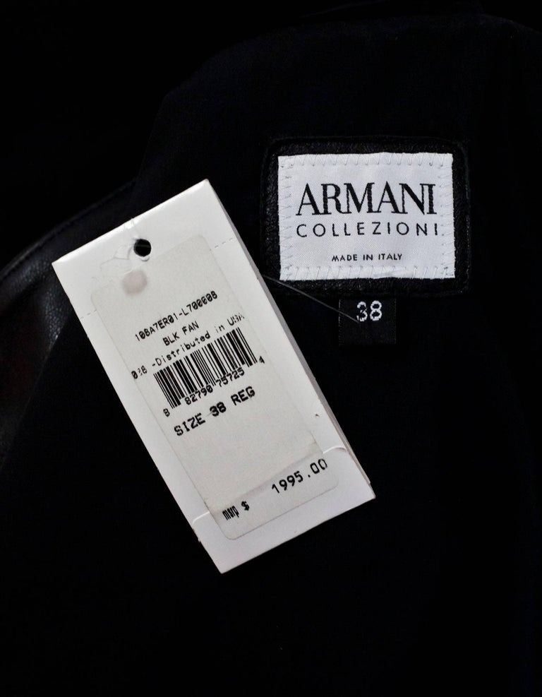 Armani Collezioni Black Leather Jacket Sz 38 NWT Sale at 1stDibs