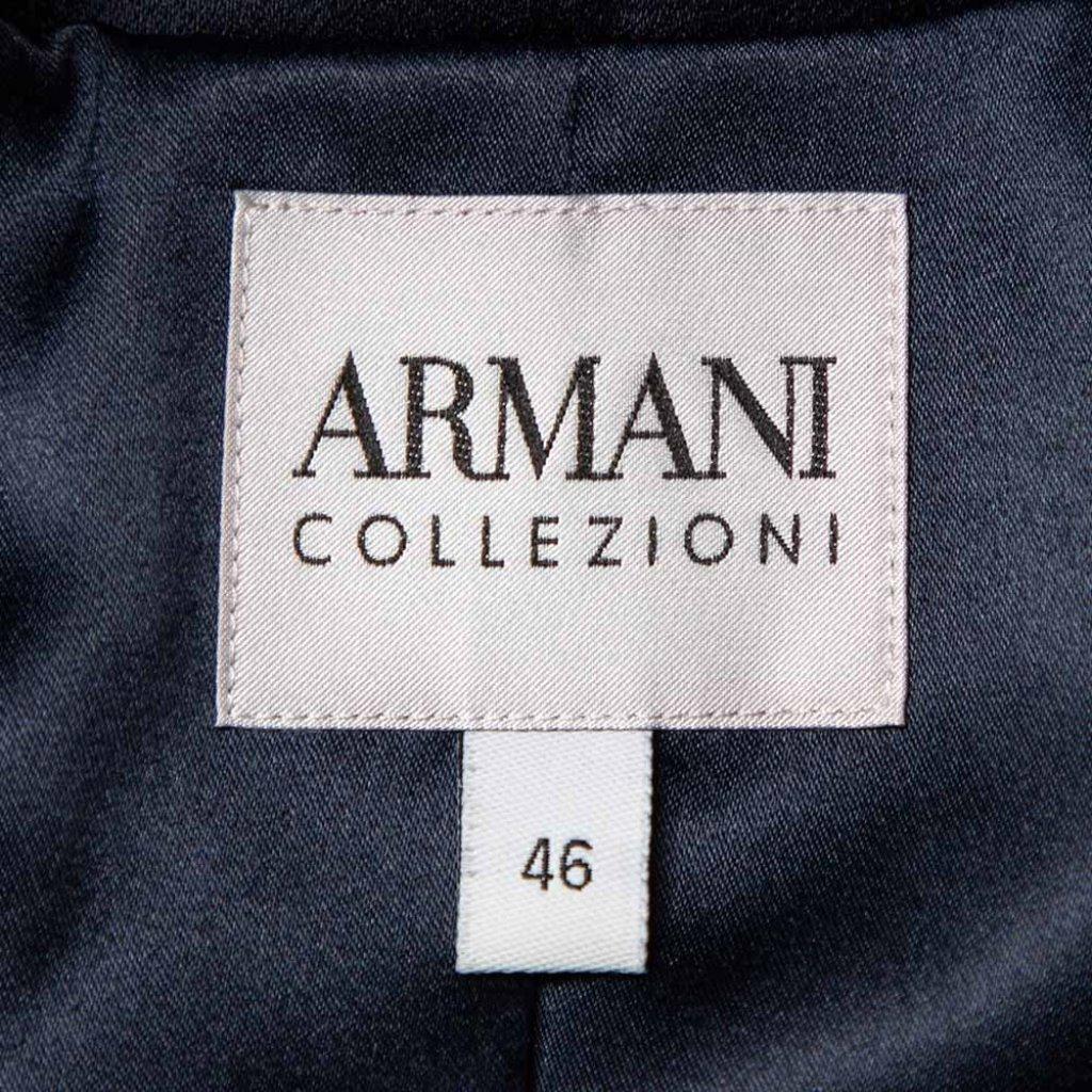 Black Armani Collezioni Midnight Blue Embellished Collar Blazer & Wide Leg Pants L