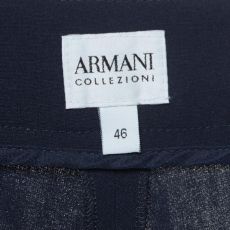 Armani Collezioni Pantalon large en laine bleu marine L Pour femmes en vente