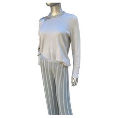 Armani Collezioni NWT Beaded Silver Stripe Trouser w/ Lurex Knit Top Size 8 Armani Collezioni NWT Beaded Silver Stripe Trouser w/ Lurex Knit Top Size 8