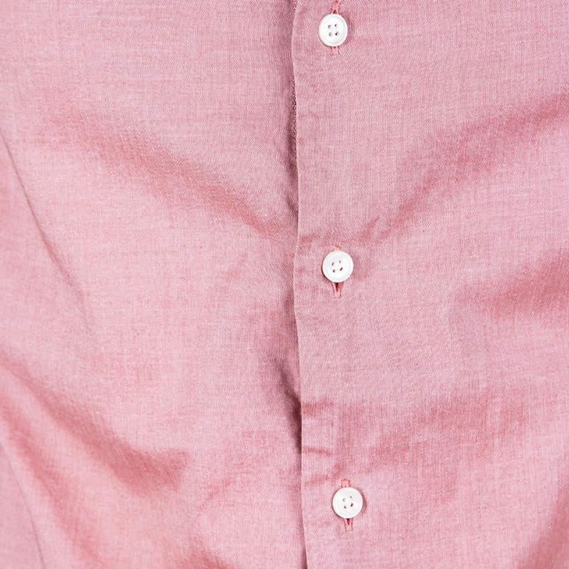 Women's Armani Collezioni Pink Cotton Long Sleeve Button Front Shirt S For Sale