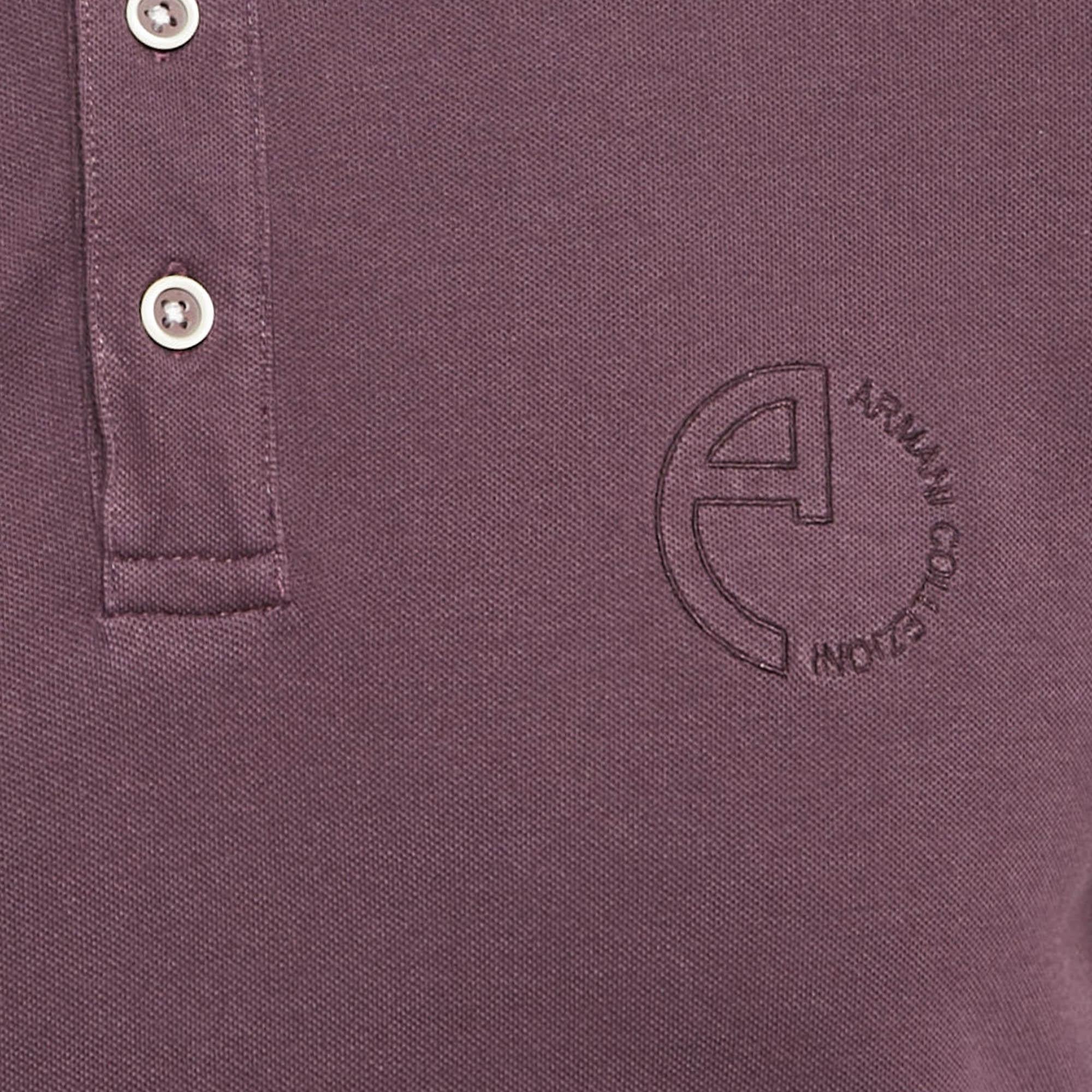 Armani Collezioni Polo de Piqué de Algodón Bordado con Logotipo Morado L Gris en venta