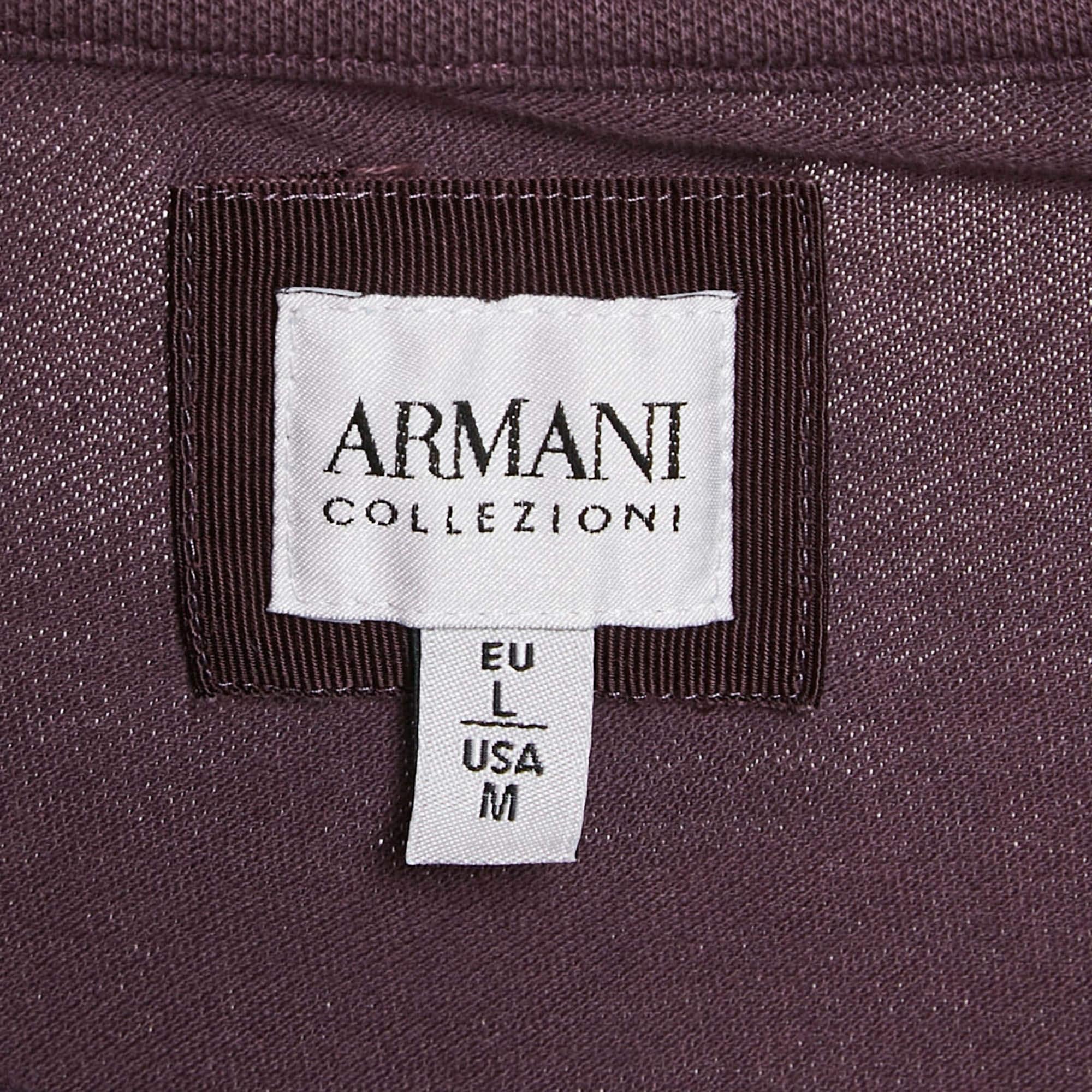 Armani Collezioni Polo de Piqué de Algodón Bordado con Logotipo Morado L en Bueno estado para la venta en Dubai, Al Qouz 2