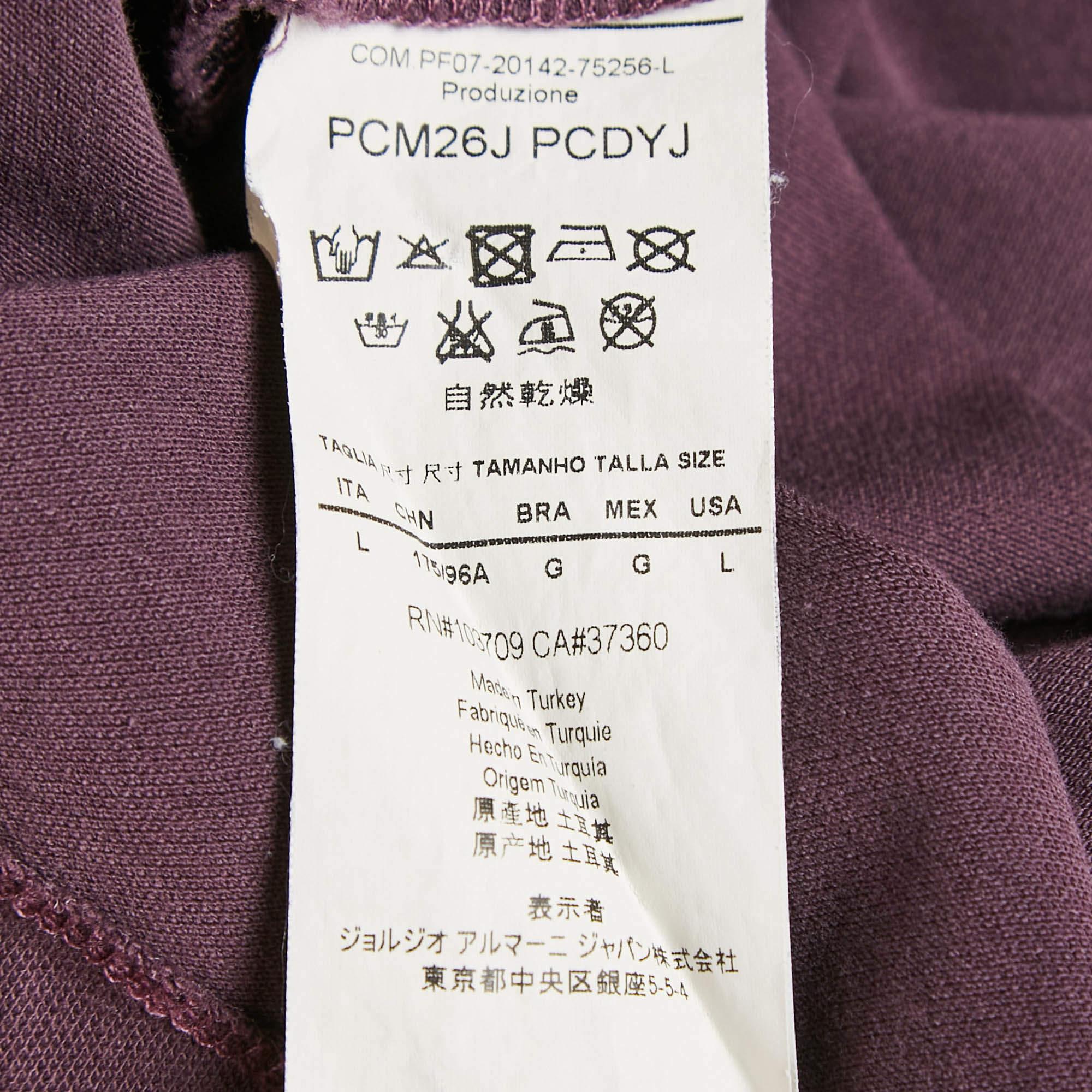 De los hombres Armani Collezioni Polo de Piqué de Algodón Bordado con Logotipo Morado L en venta
