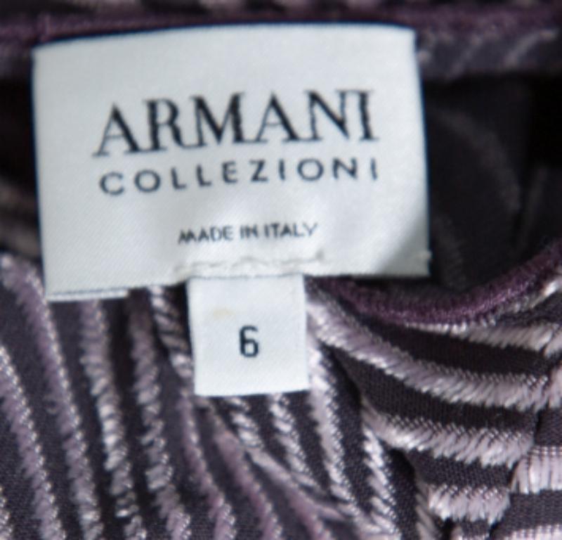 Armani Collezioni Purple Wave Pattern Knit button Detail Top S For Sale 1