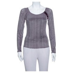 Armani Collezioni Purple Wave Pattern Knit button Detail Top S