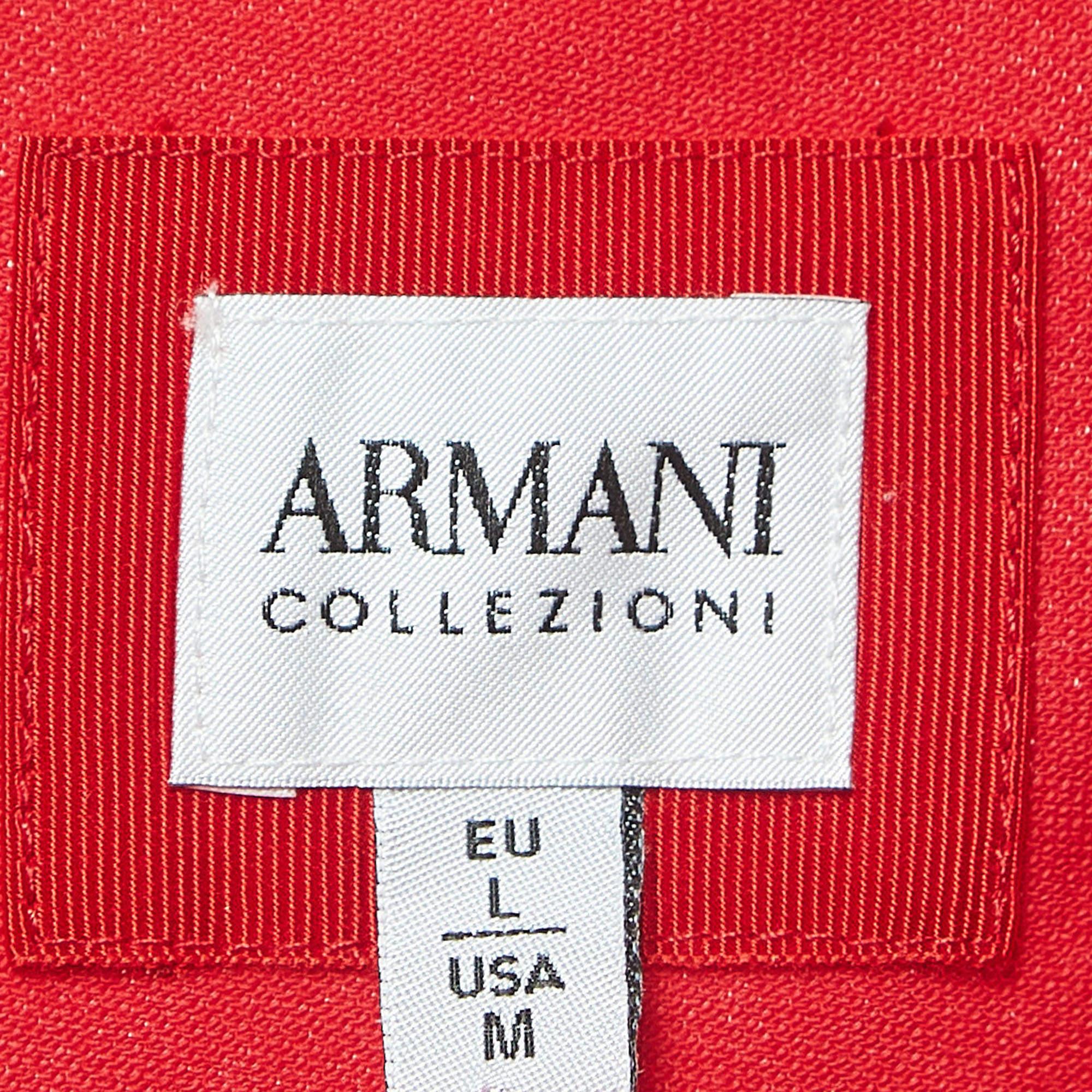 Men's Armani Collezioni Red Logo Embroidery Jersey Short Sleeve Polo T-Shirt L