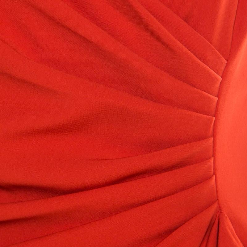 Women's Armani Collezioni Red Ruched Sleeveless Maxi Dress L