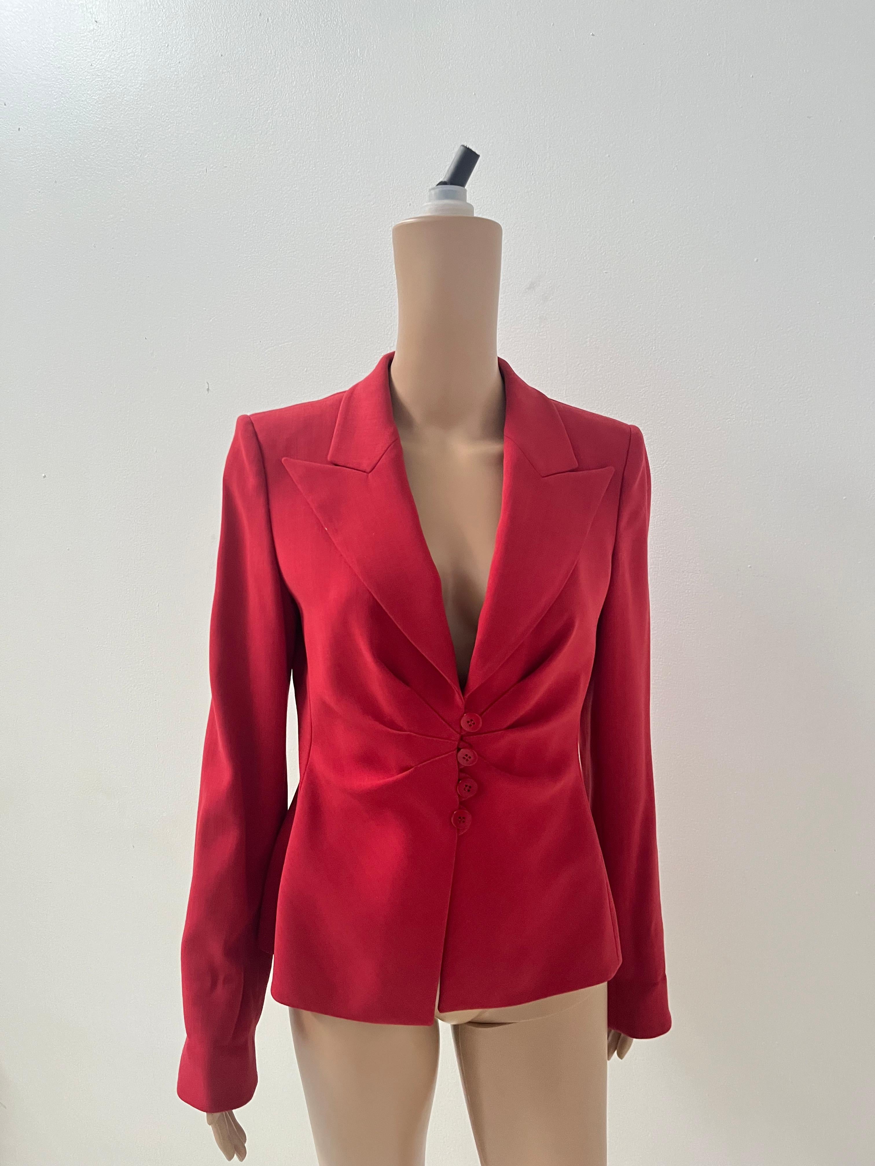 Armani Collezioni Red Semi-Wool Tailored Blazer - No import duty! in vendita 11