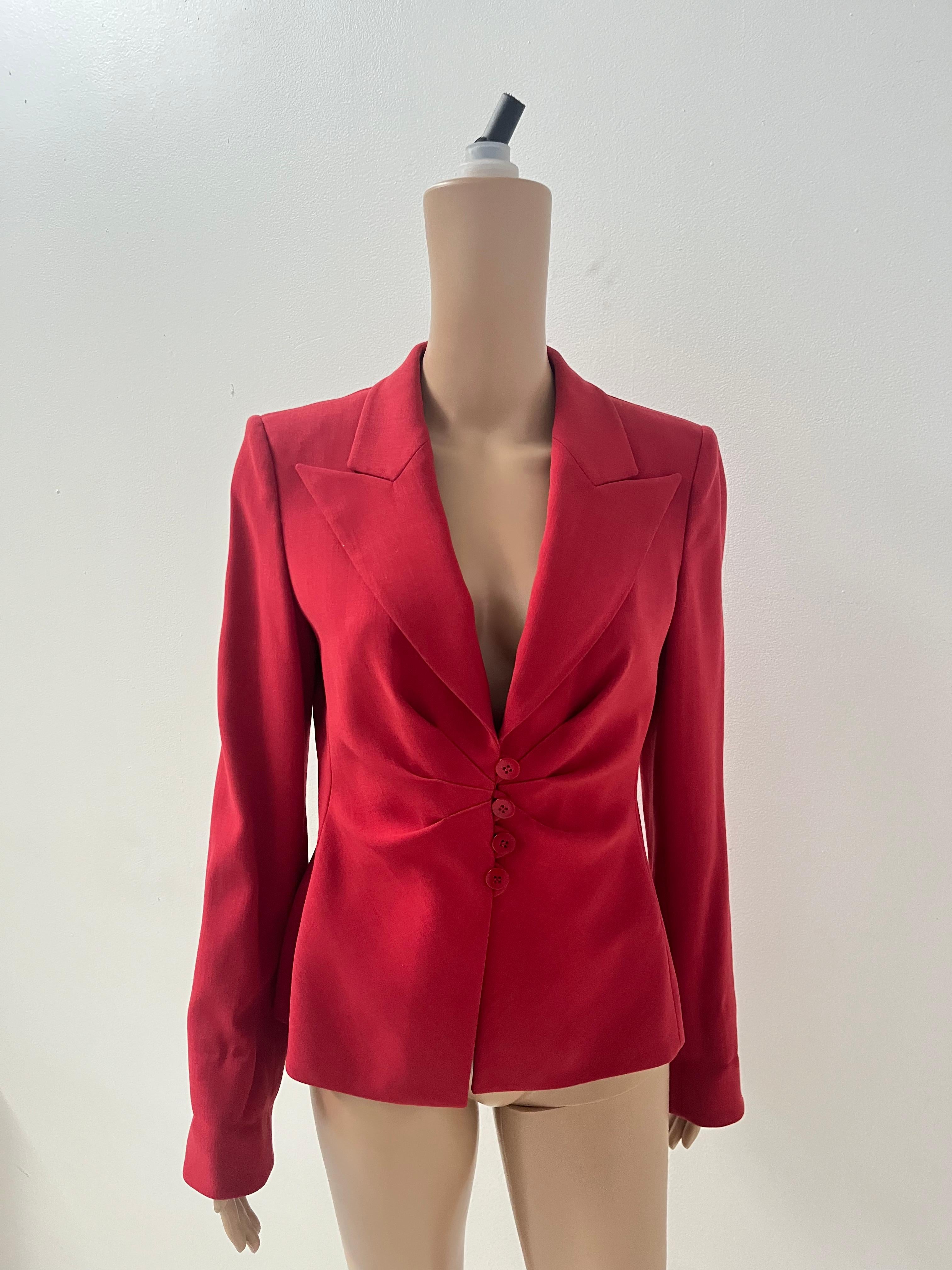 Armani Collezioni Red Semi-Wool Tailored Blazer - No import duty! in vendita 12