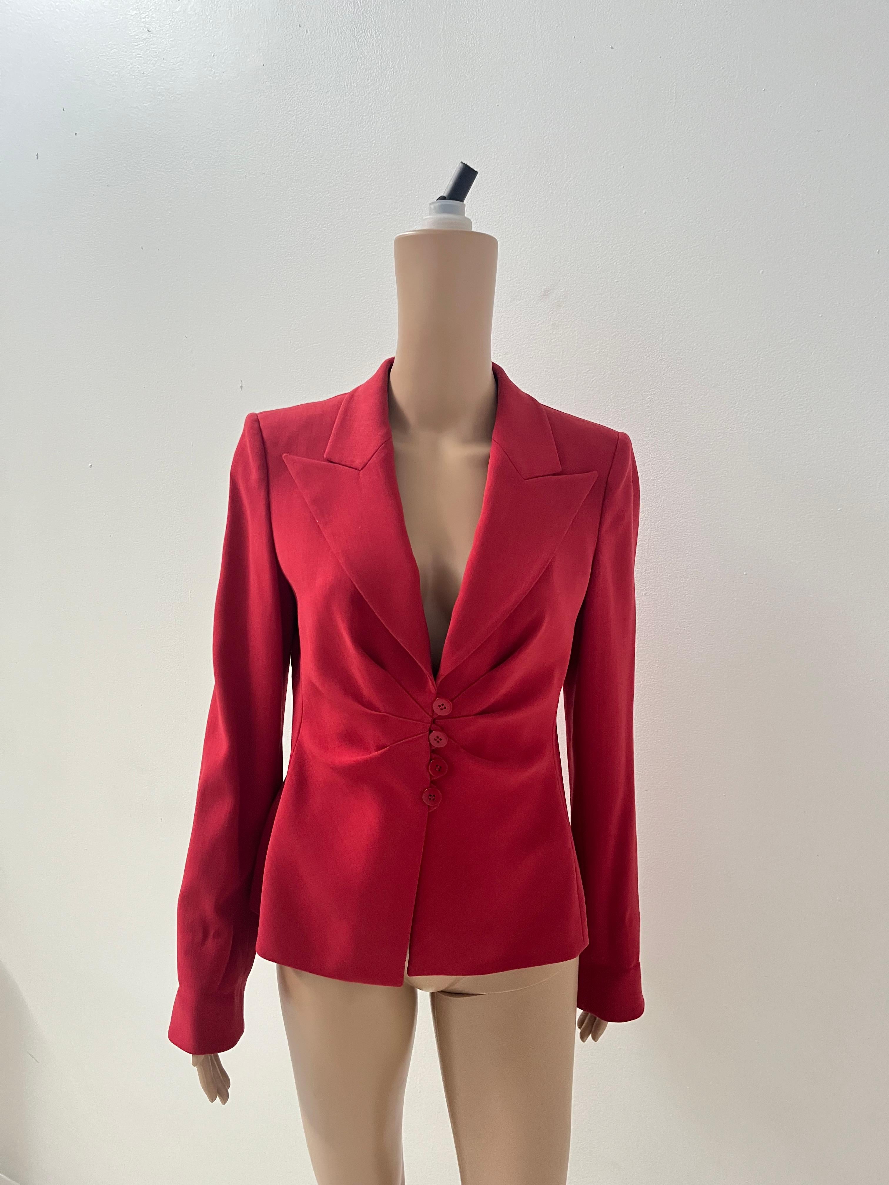 Armani Collezioni Red Semi-Wool Tailored Blazer - No import duty! in vendita 13