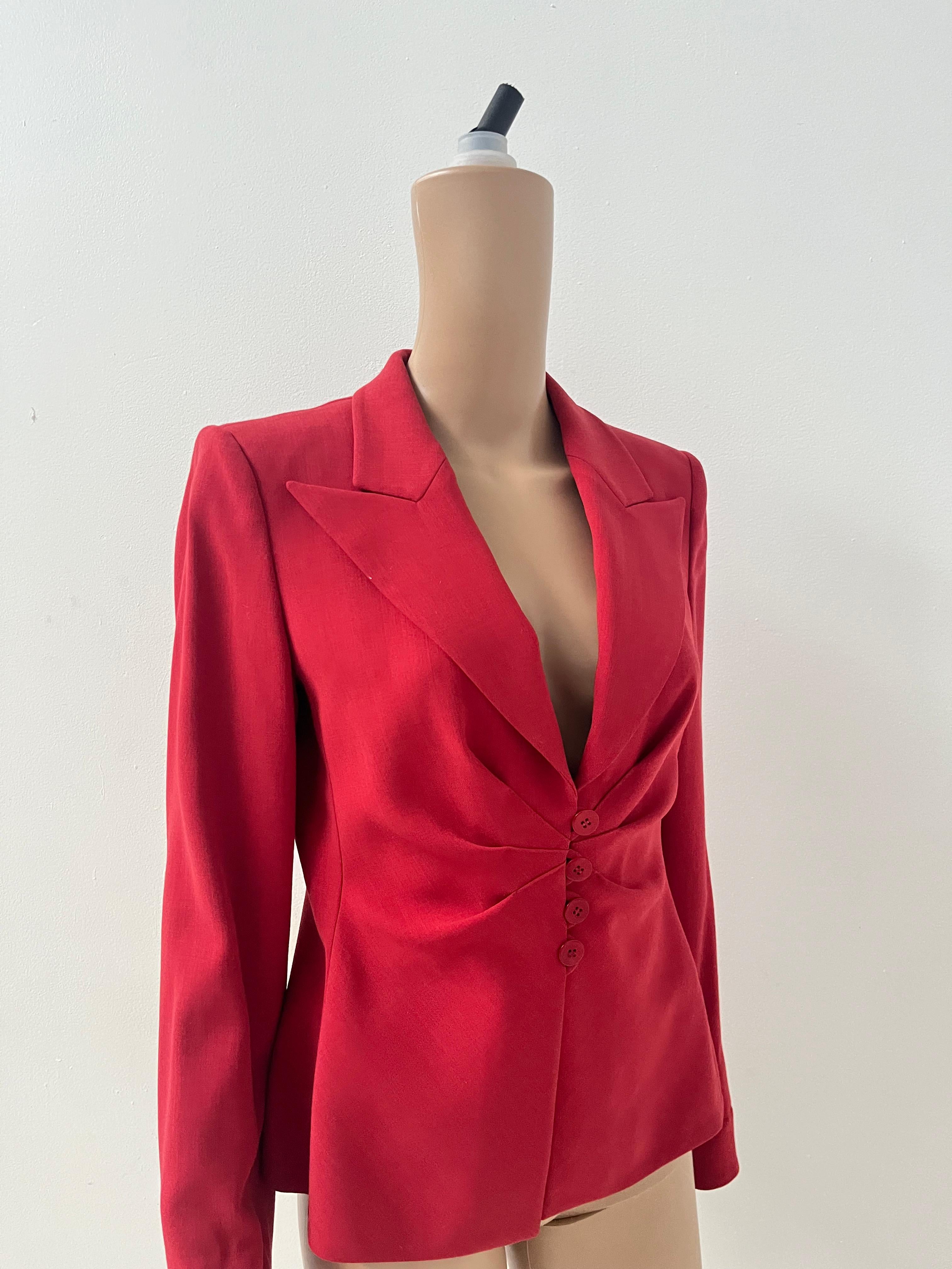 Armani Collezioni Red Semi-Wool Tailored Blazer - No import duty! in vendita 14