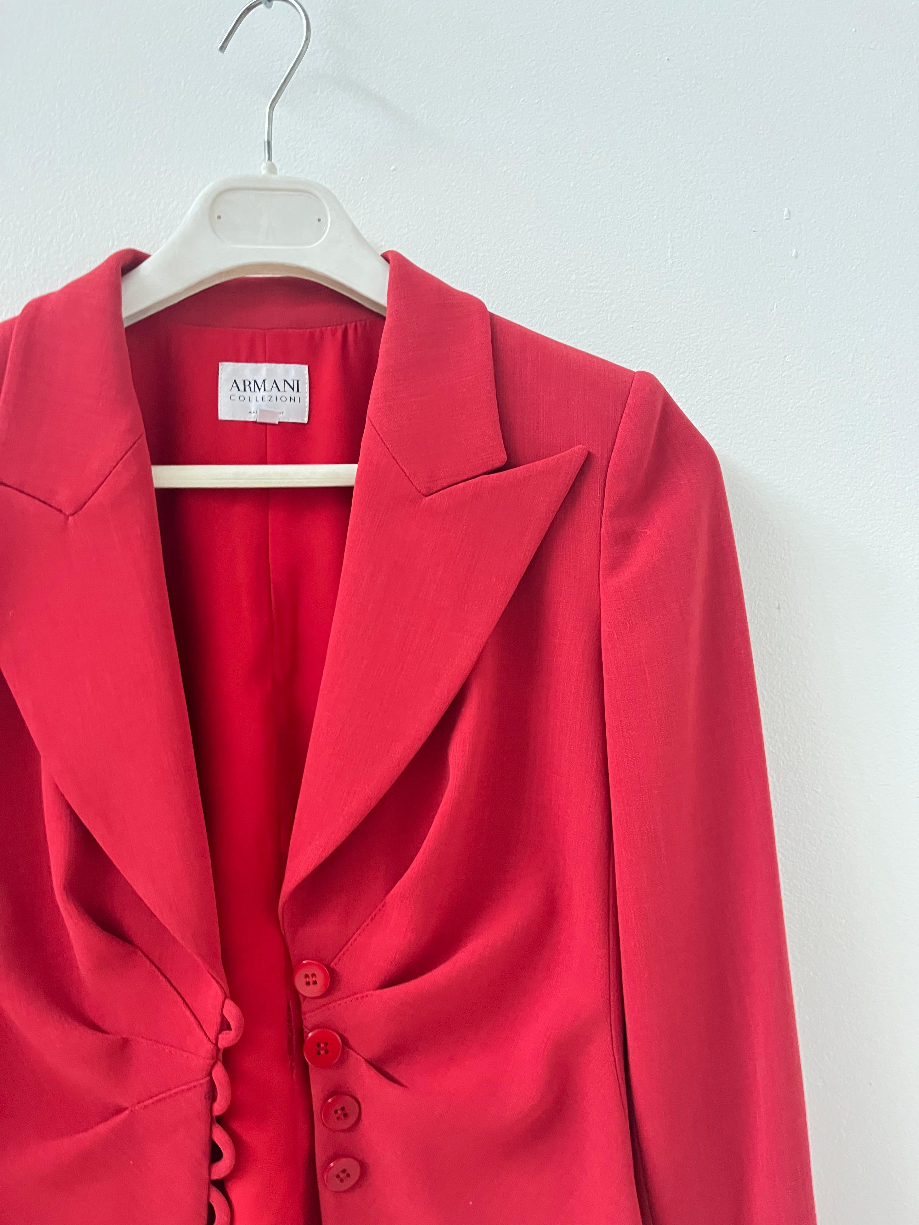 Armani Collezioni Red Semi-Wool Tailored Blazer - No import duty! in vendita 15