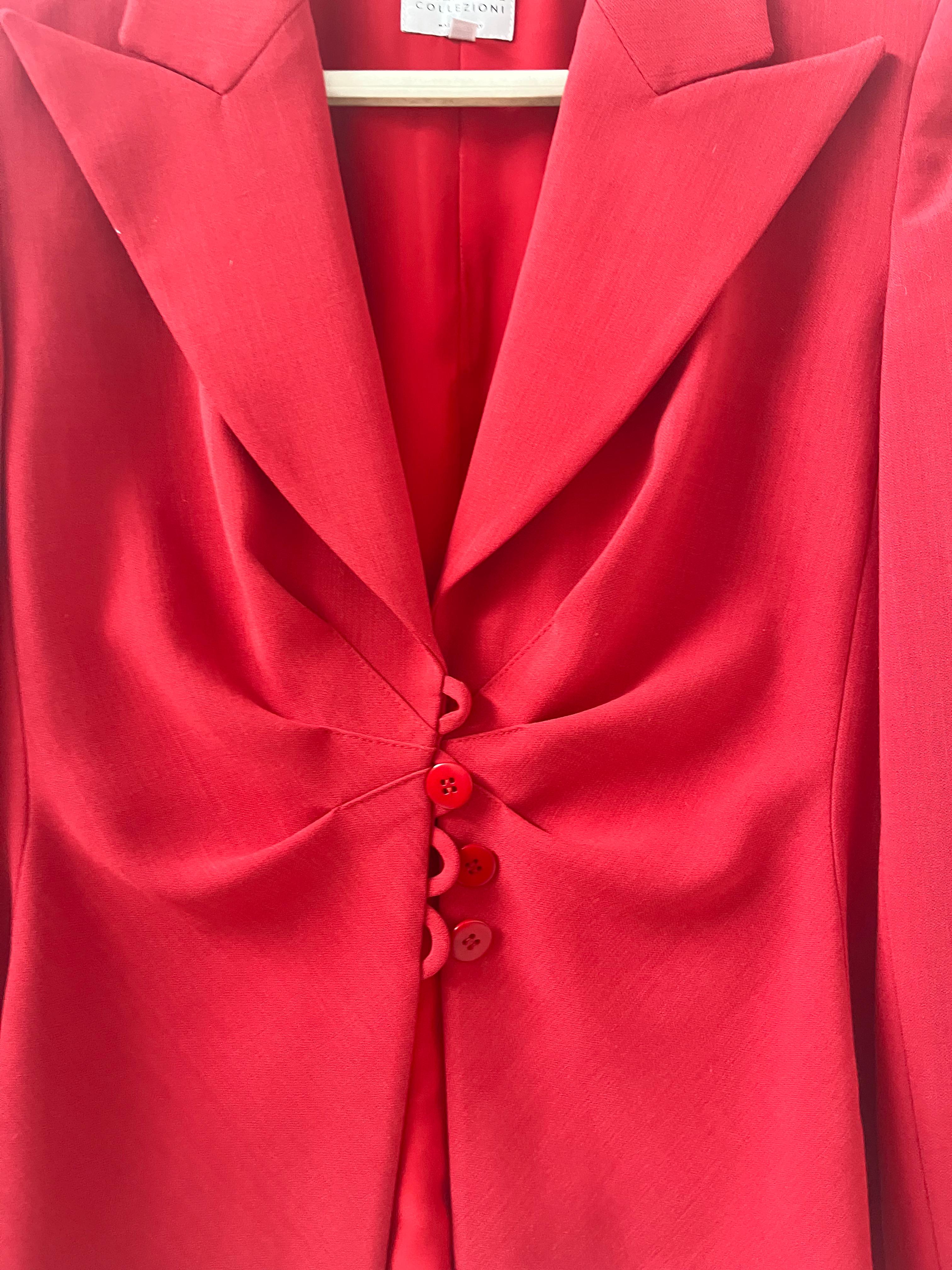 Donna Armani Collezioni Red Semi-Wool Tailored Blazer - No import duty! in vendita