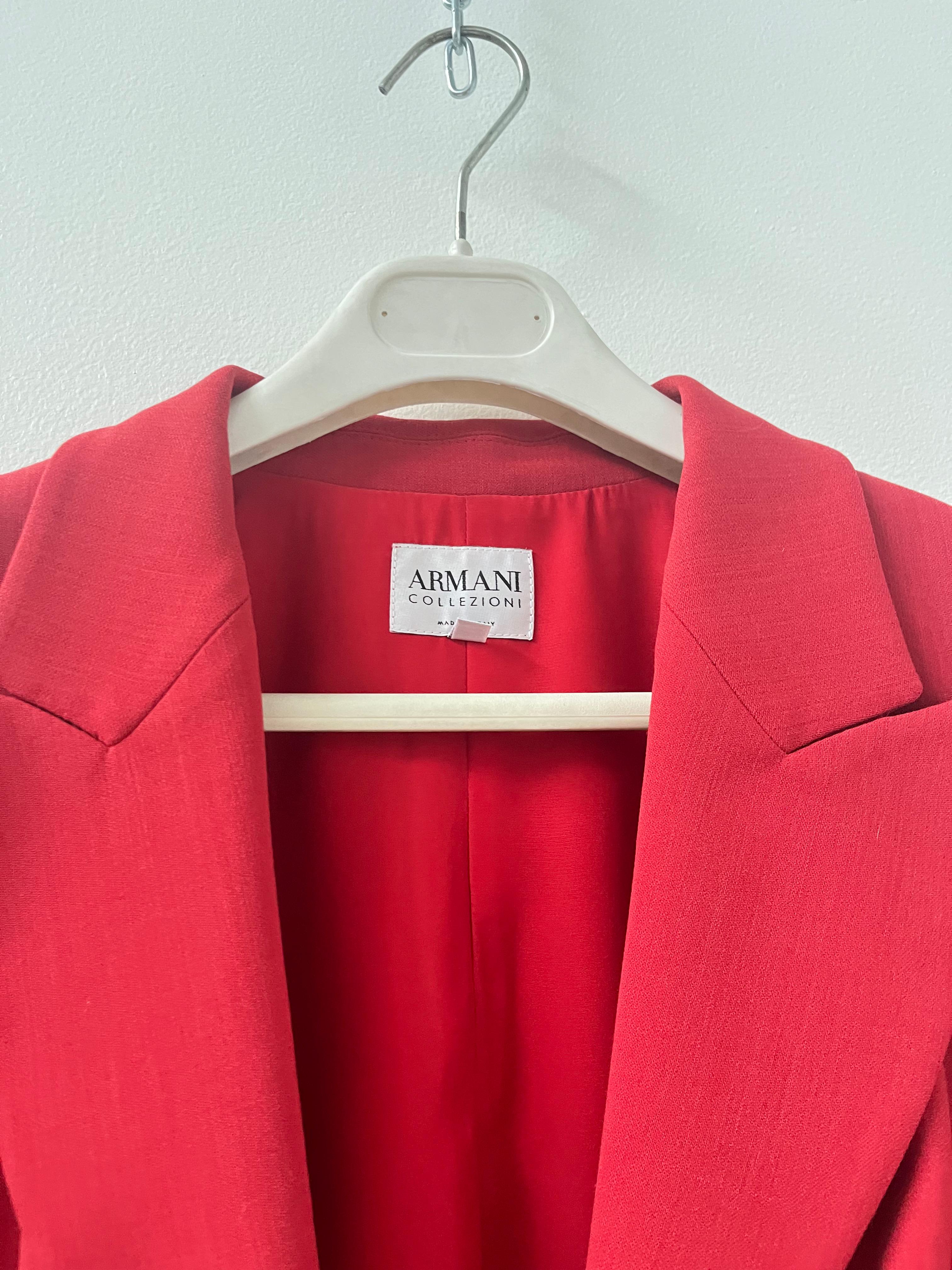 Armani Collezioni Red Semi-Wool Tailored Blazer - No import duty! in vendita 3