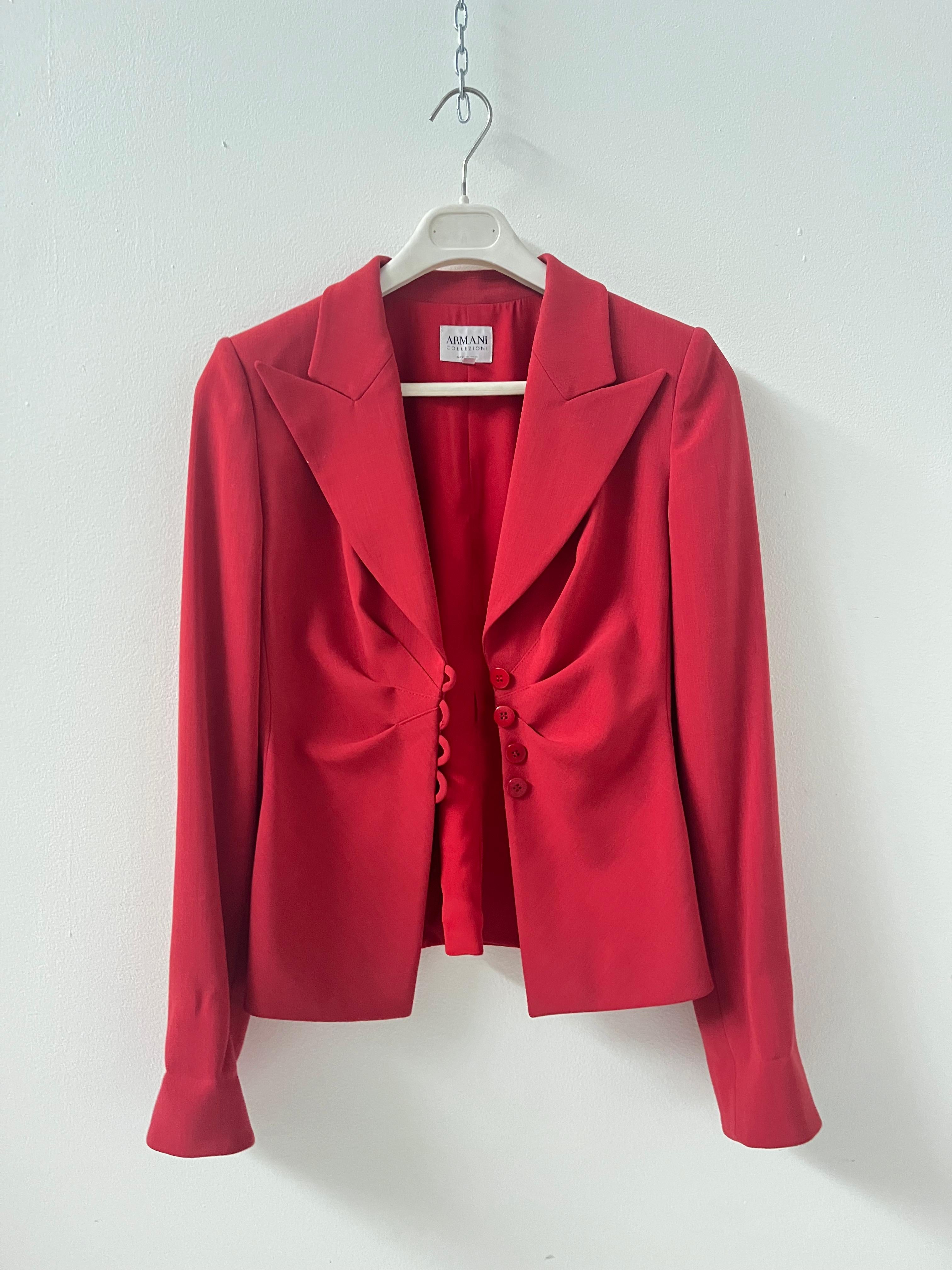 Armani Collezioni Red Semi-Wool Tailored Blazer - No import duty! in vendita 4