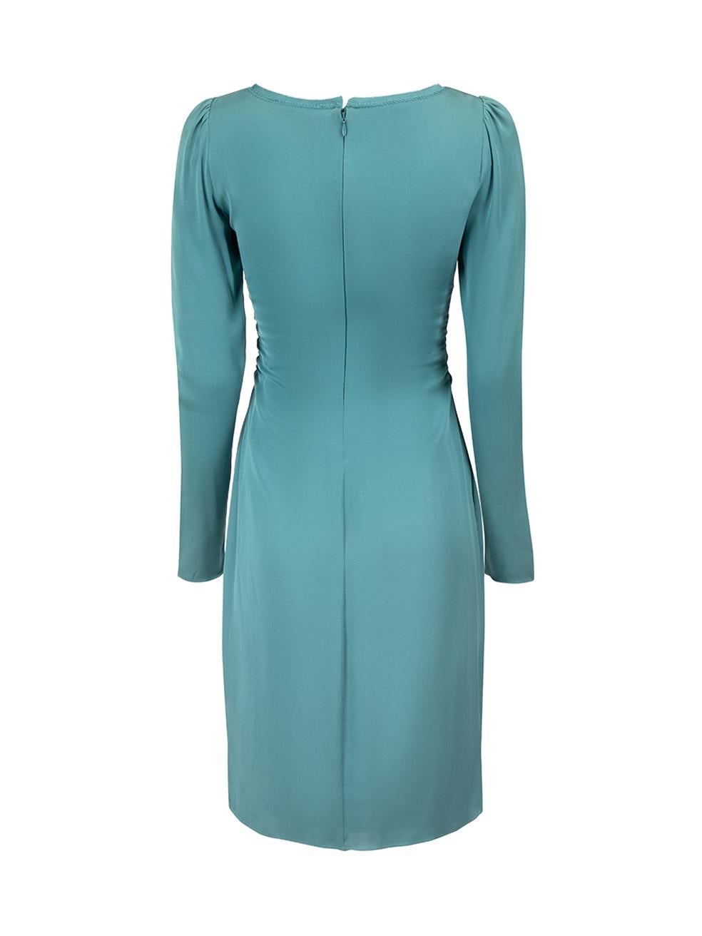 Blue Embellished Accent Ruched Knee Length Dress Size XS In Good Condition In London, GB