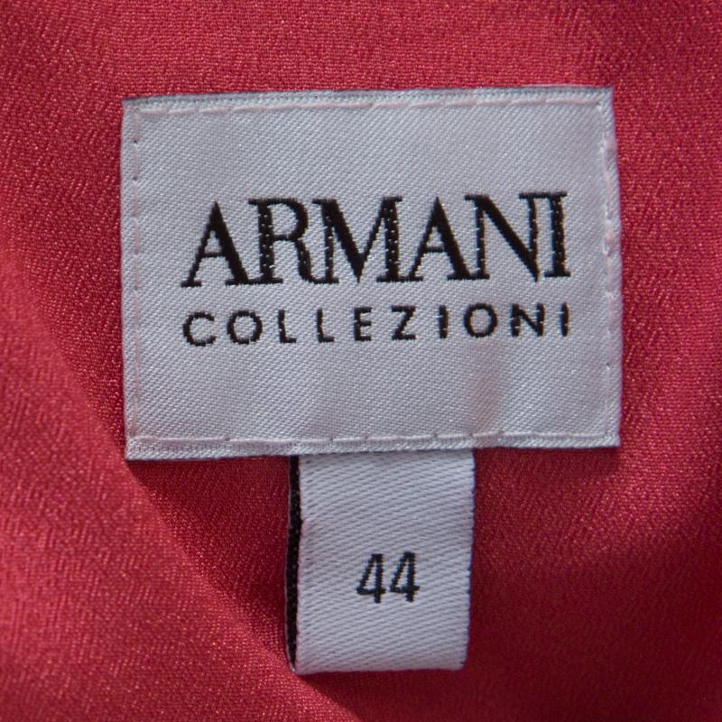 Armani Collezioni Salamander Pink Crepe Pleated Trim One Shoulder Evening Gown M 1