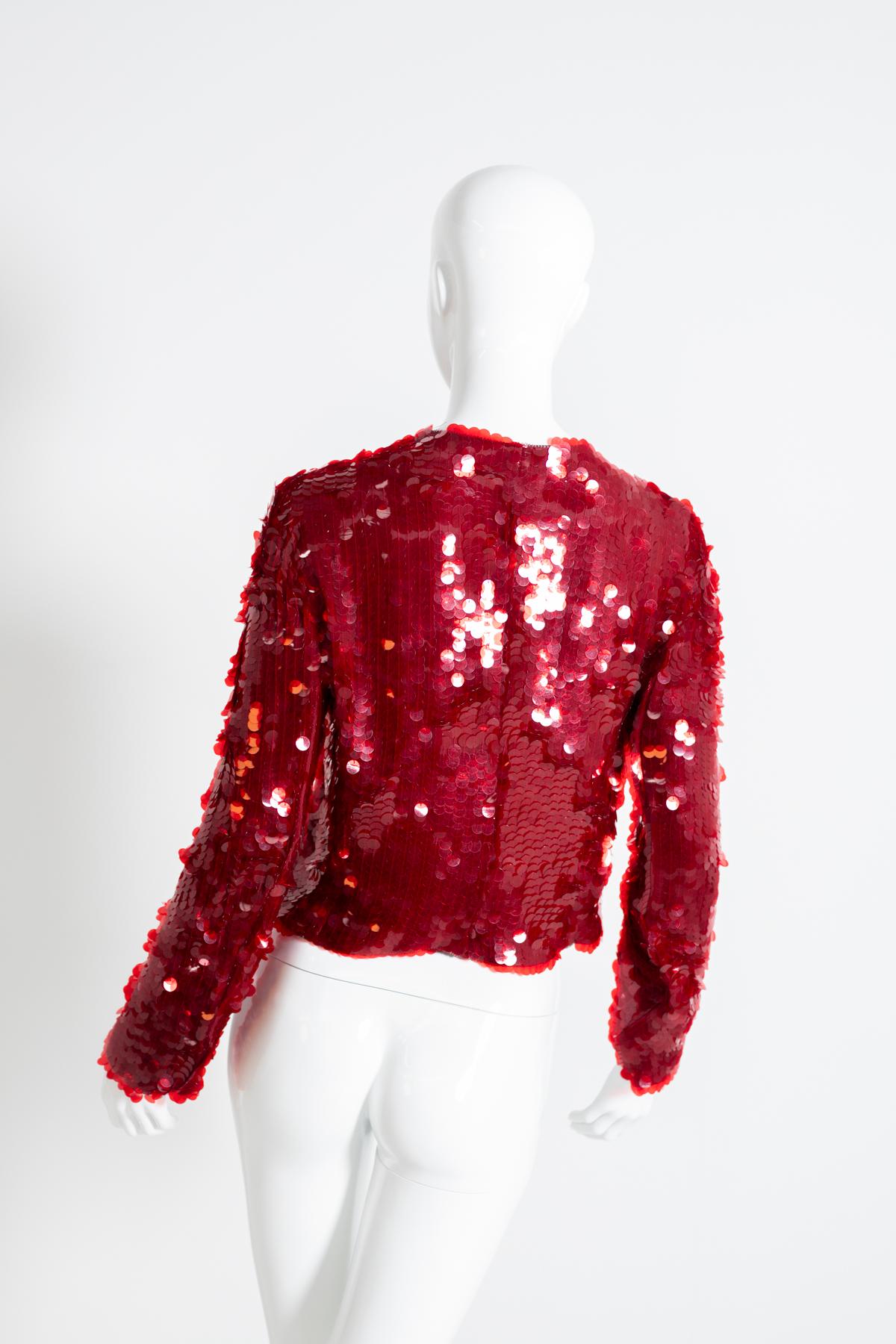Women's Armani Egocentric Red Silk and Sequin Blazer  For Sale