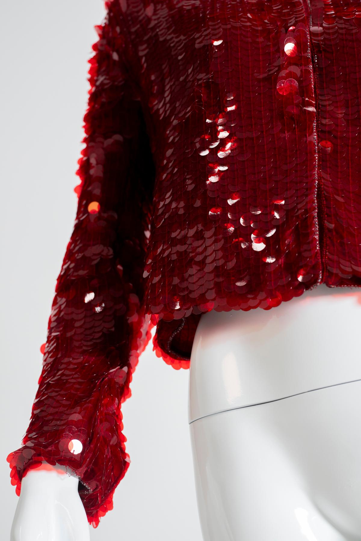 Armani Egozentrischer Blazer aus roter Seide und Pailletten  (Rot) im Angebot