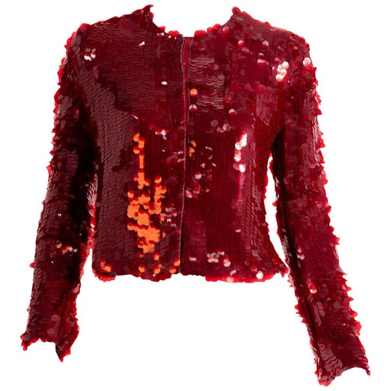 Armani Collezioni silk and sequin red blazer, 2000s For Sale at 1stDibs