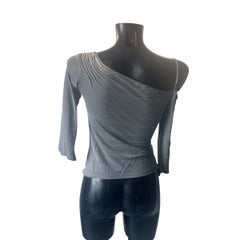 Armani Collezioni Silver Grey One-Shoulder Pleated Top