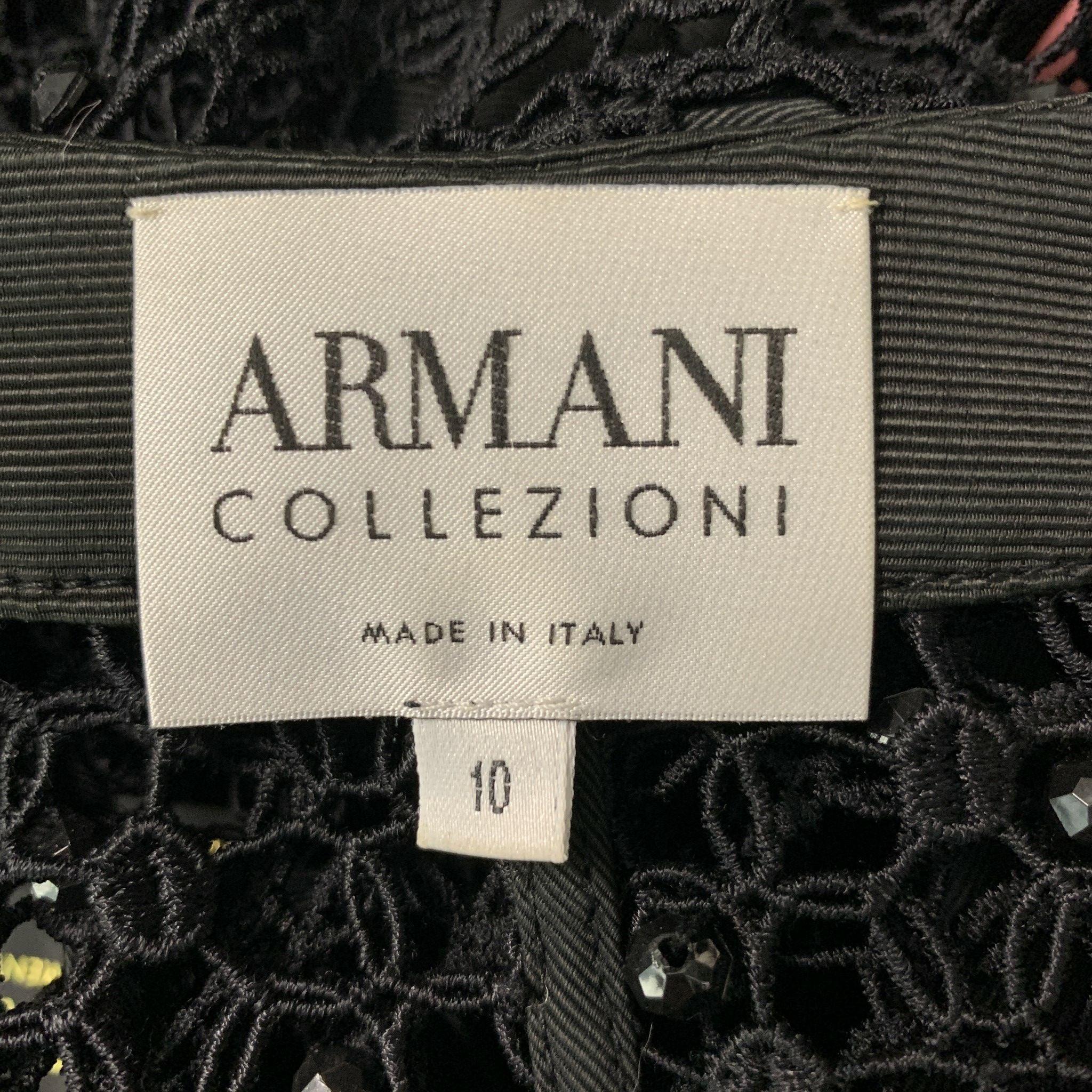 ARMANI COLLEZIONI Size 10 Black Mesh Scoop Neck Jacket For Sale 1