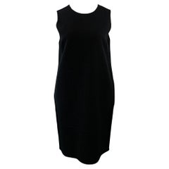 ARMANI COLLEZIONI Size 10 Black Wool Crepe Sleeveless Knee Length Dress
