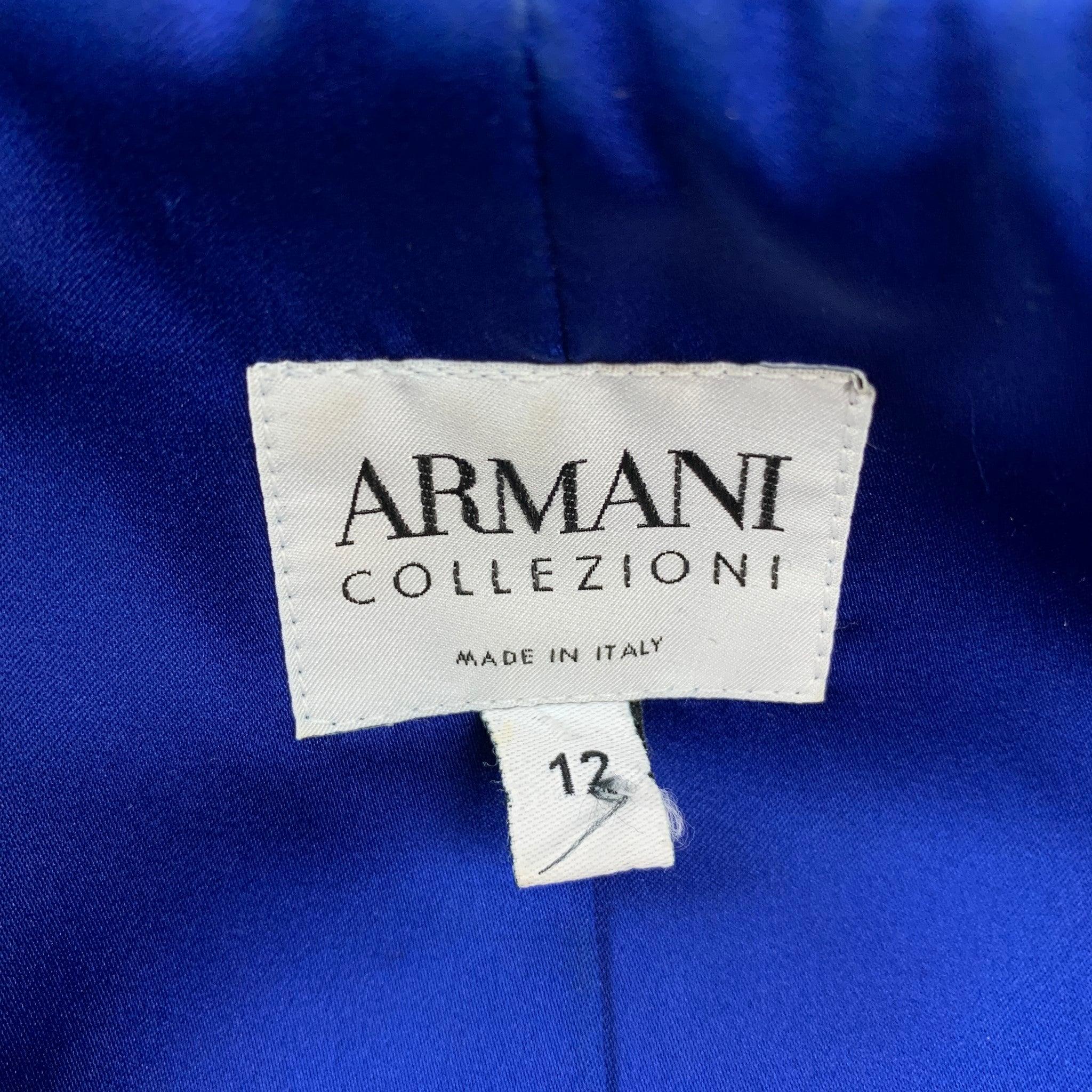 ARMANI COLLEZIONI Size 12 Black Blue Polyester Dots Jacket Blazer For Sale 2