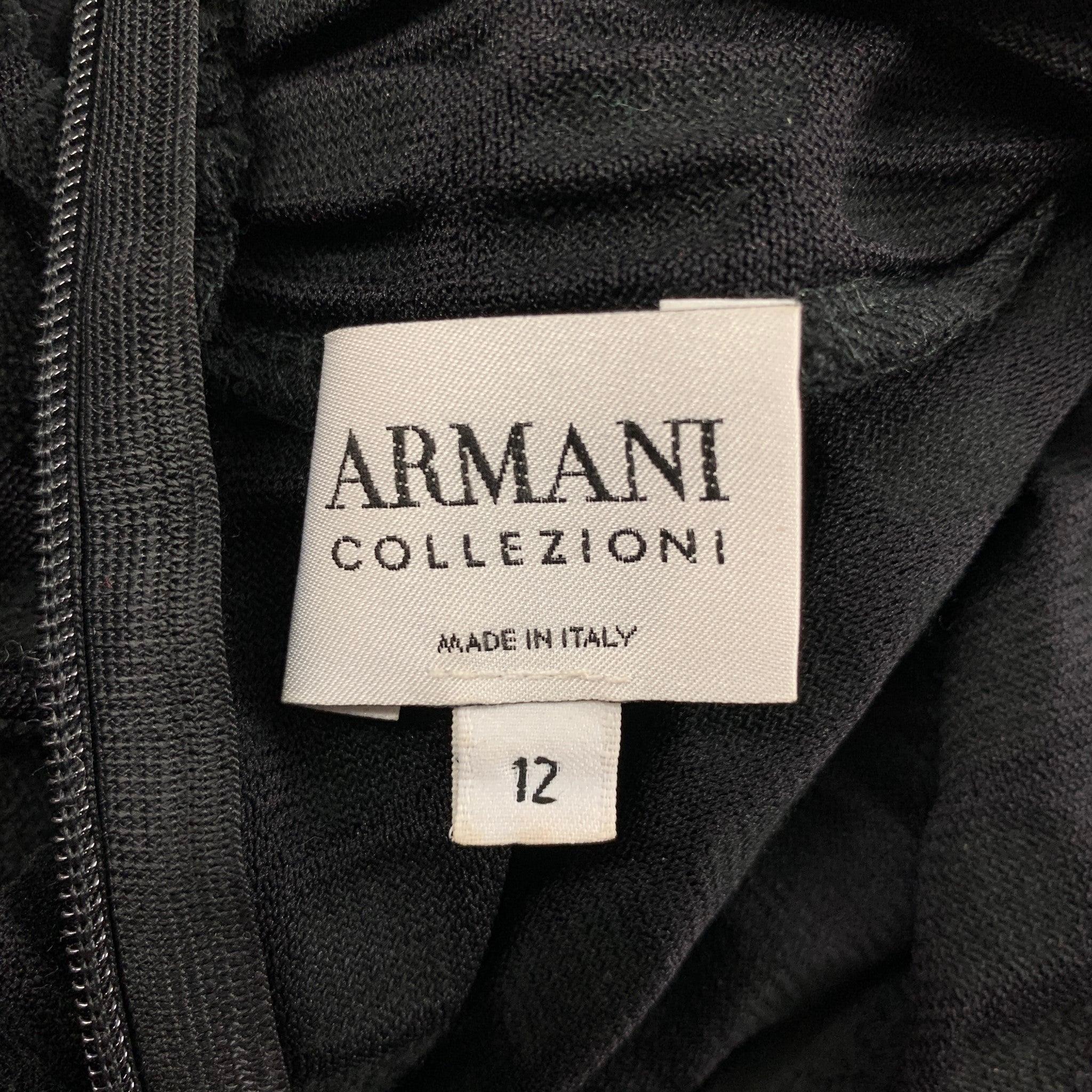 ARMANI COLLEZIONI Size 12 Black Cotton Polyamide Turtleneck Top For Sale 1