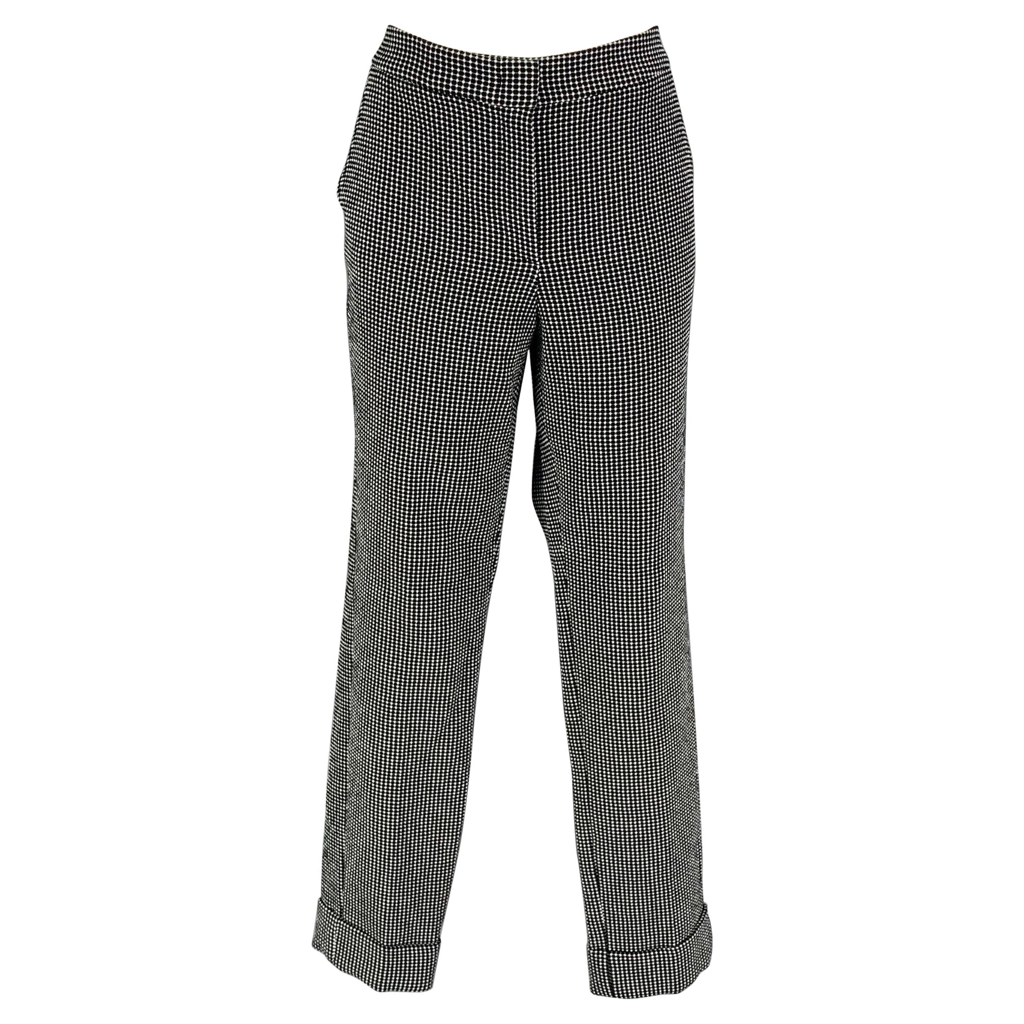 ARMANI COLLEZIONI Taglia 12 Pantaloni a quadri in misto cotone bianco e nero