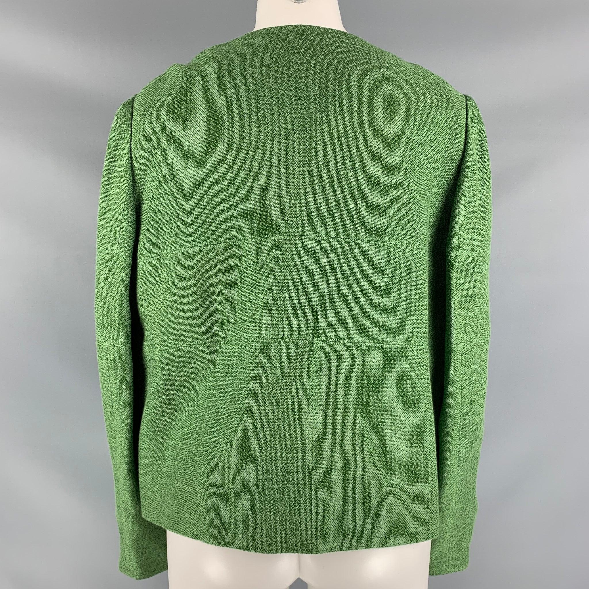 Gray ARMANI COLLEZIONI Size 12 Green Viscose & Polyester Jacket (Indoor) / Blazer