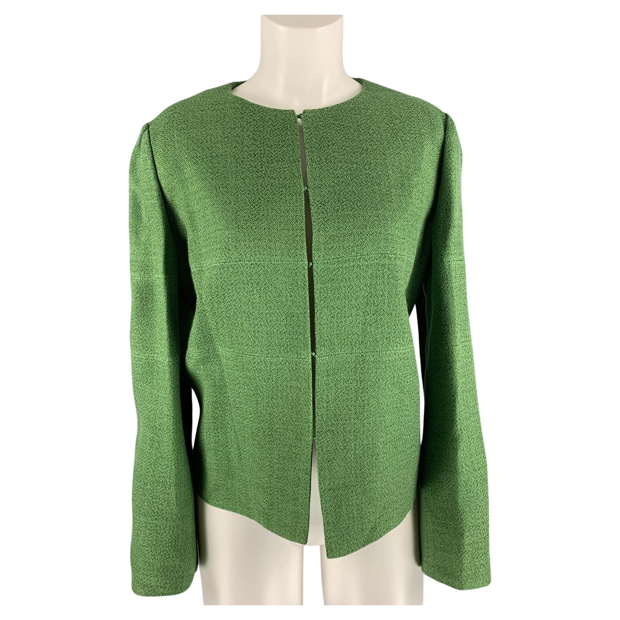 ARMANI COLLEZIONI Size 12 Green Viscose and Polyester Jacket