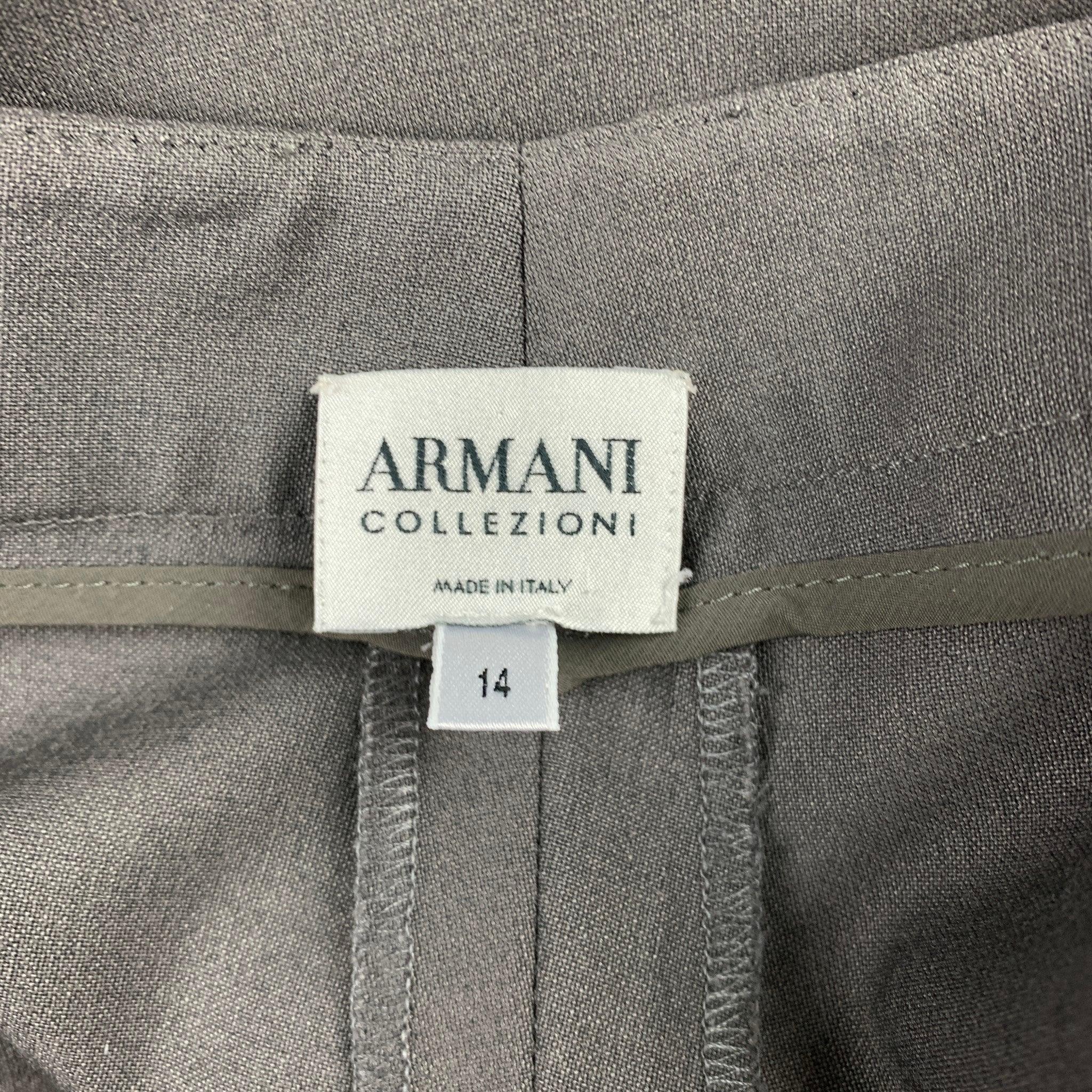 ARMANI COLLEZIONI Size 14 Grey Wool Blend Wide Leg Dress Pants For Sale 1
