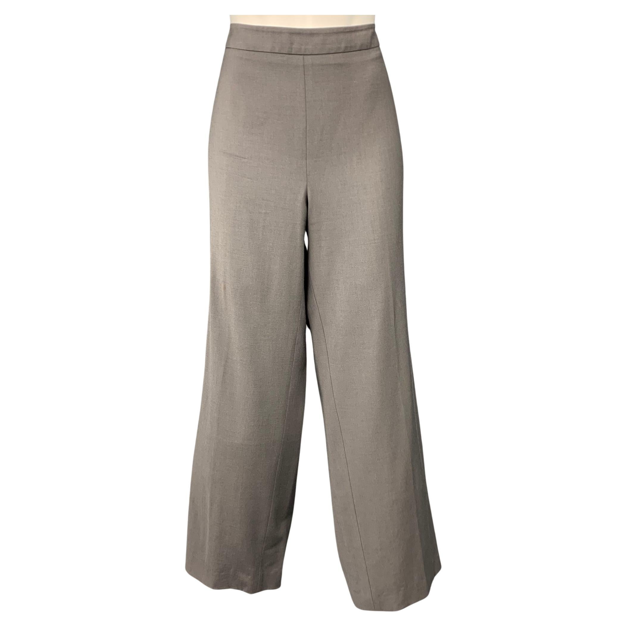 ARMANI COLLEZIONI Size 14 Grey Wool Blend Wide Leg Dress Pants For Sale
