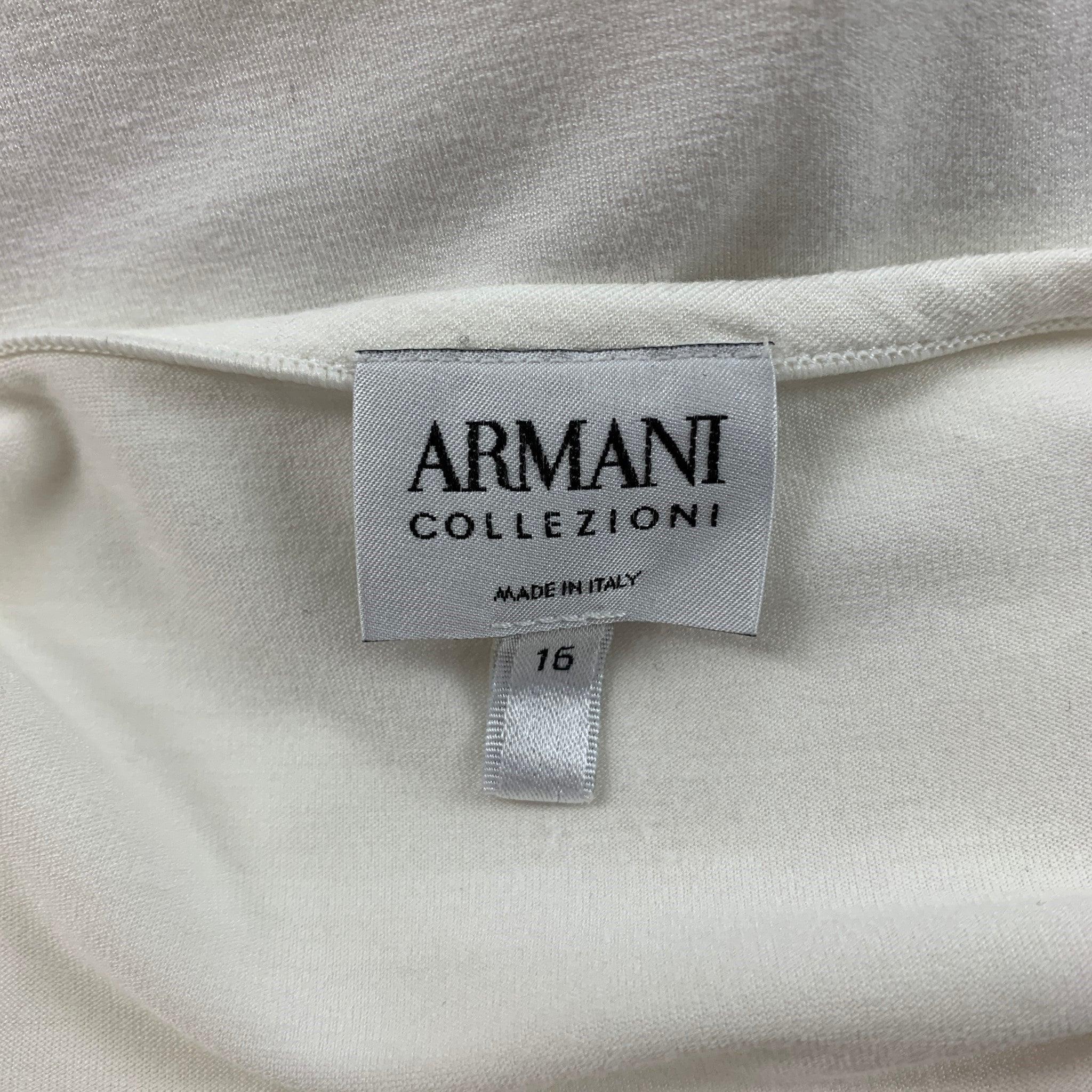 ARMANI COLLEZIONI Size 16 White Viscose Sleeveless T-Shirt For Sale 1
