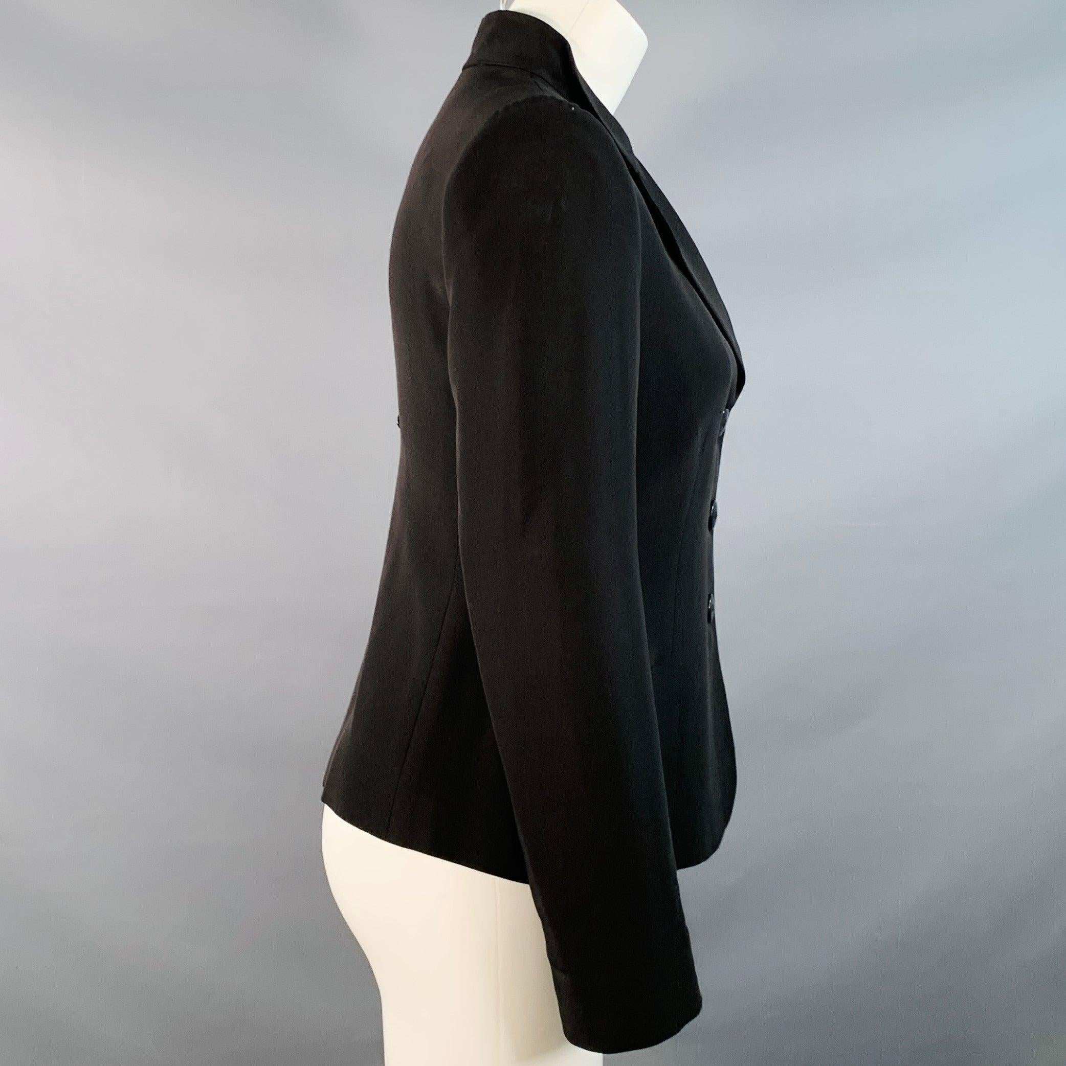Noir ARMANI COLLEZIONI Taille 2 Veste en soie acétate noire Blazer en vente