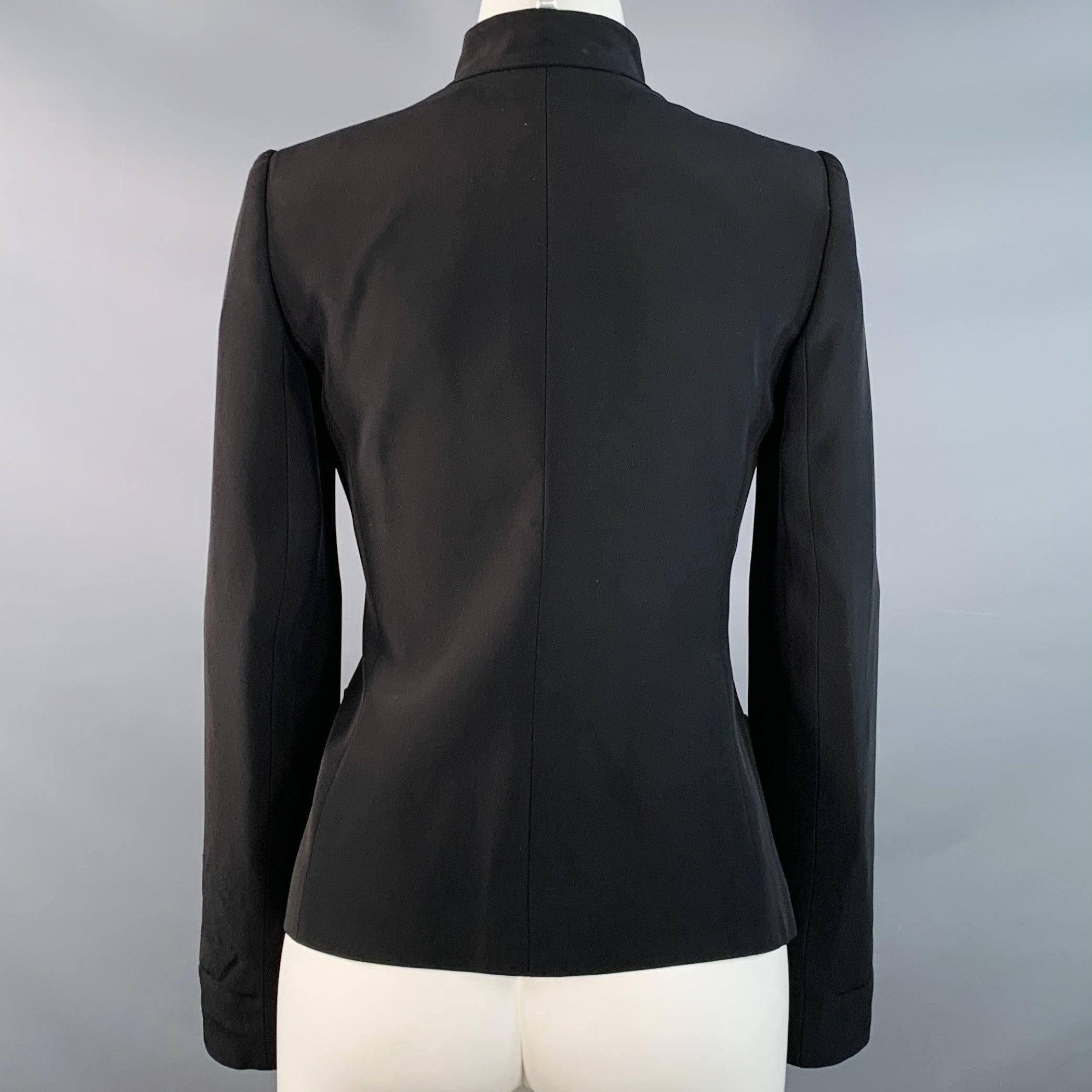 ARMANI COLLEZIONI Taille 2 Veste en soie acétate noire Blazer Excellent état - En vente à San Francisco, CA