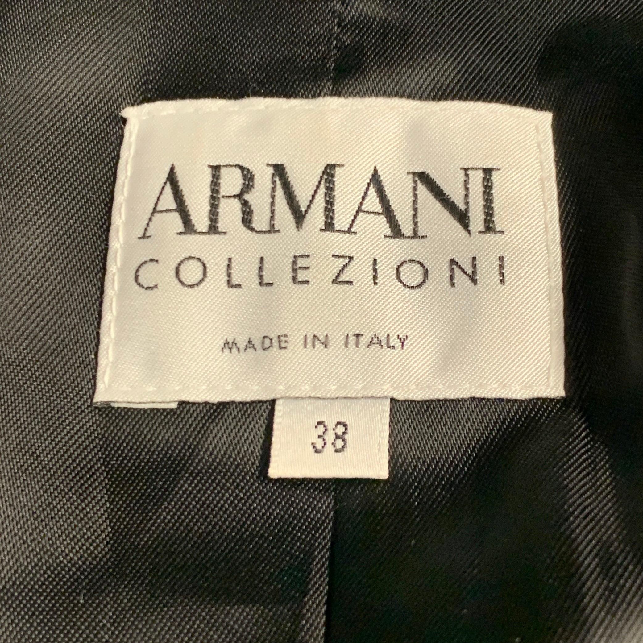 ARMANI COLLEZIONI Taille 2 Veste en soie acétate noire Blazer en vente 1
