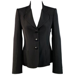 ARMANI COLLEZIONI Größe 2 Schwarz Acetat Seidenjacke Blazer