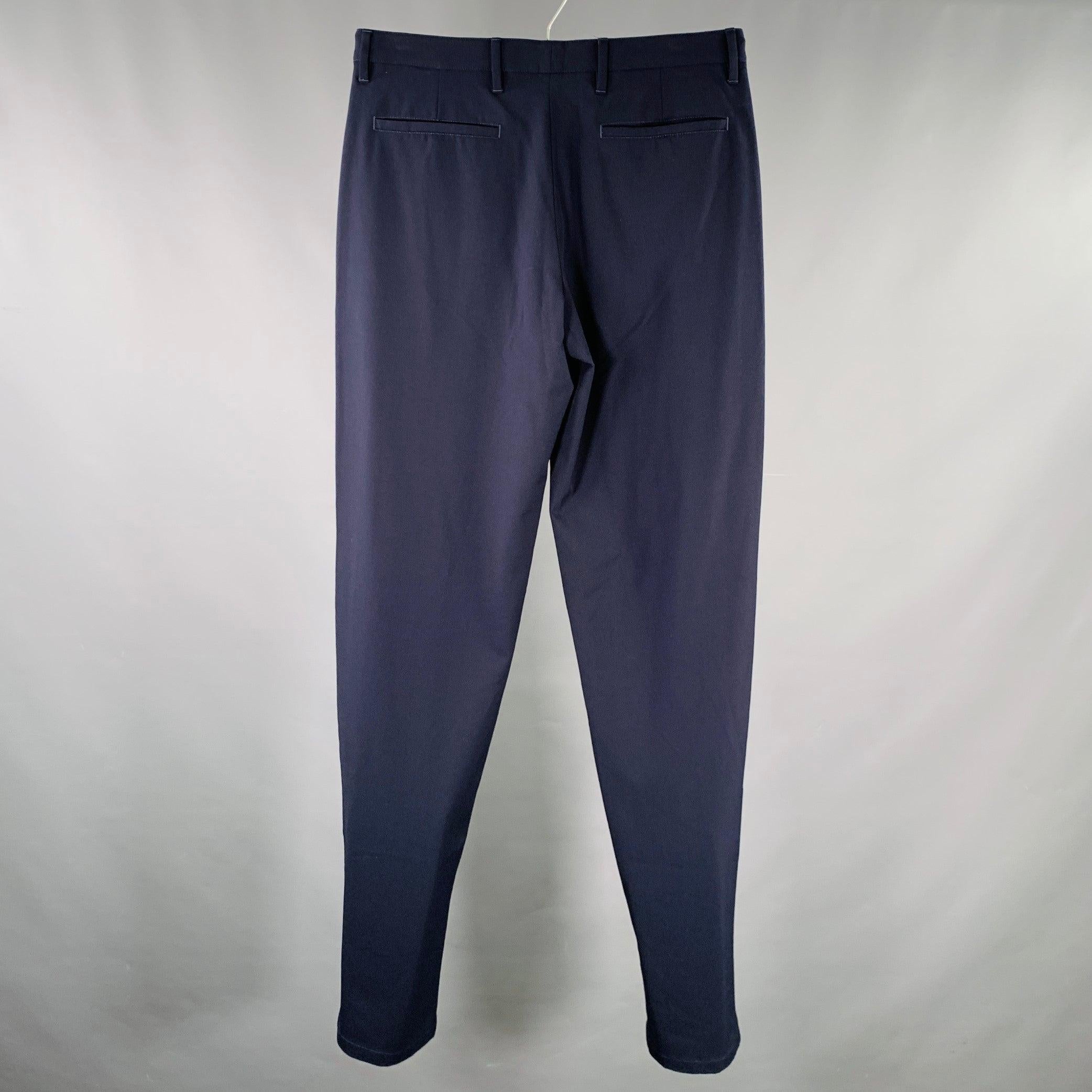 Black ARMANI COLLEZIONI Size 30 Navy Polyester Blend Zip Up Dress Pants