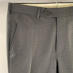 ARMANI COLLEZIONI Size 32 Black Charcoal Plaid Wool Flat Front Dress Pants